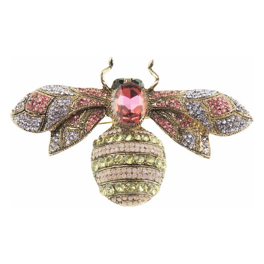 Sparkly Womens Vintage Look Bridal Mother of The Bride Party Wedding Dress Christmas Birthday Gift Saree Scarf Lapel Diamante Bling Crystal Rhinestone Brooch Badge Breastpin Corsage Pin Insect Wasp Statement LARGE Bumble Bee