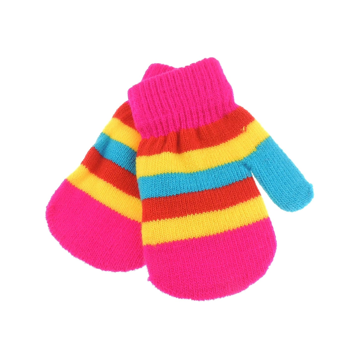 Cute Baby Girls Boys Unisex Toddler Babies Childrens Kids Essentials Warm Winter Knit Knitted Magic Stay On Mitts Shower Christmas Gift Mittens Gloves 6 9 12 months 1 2 Years Stripes (Purple)