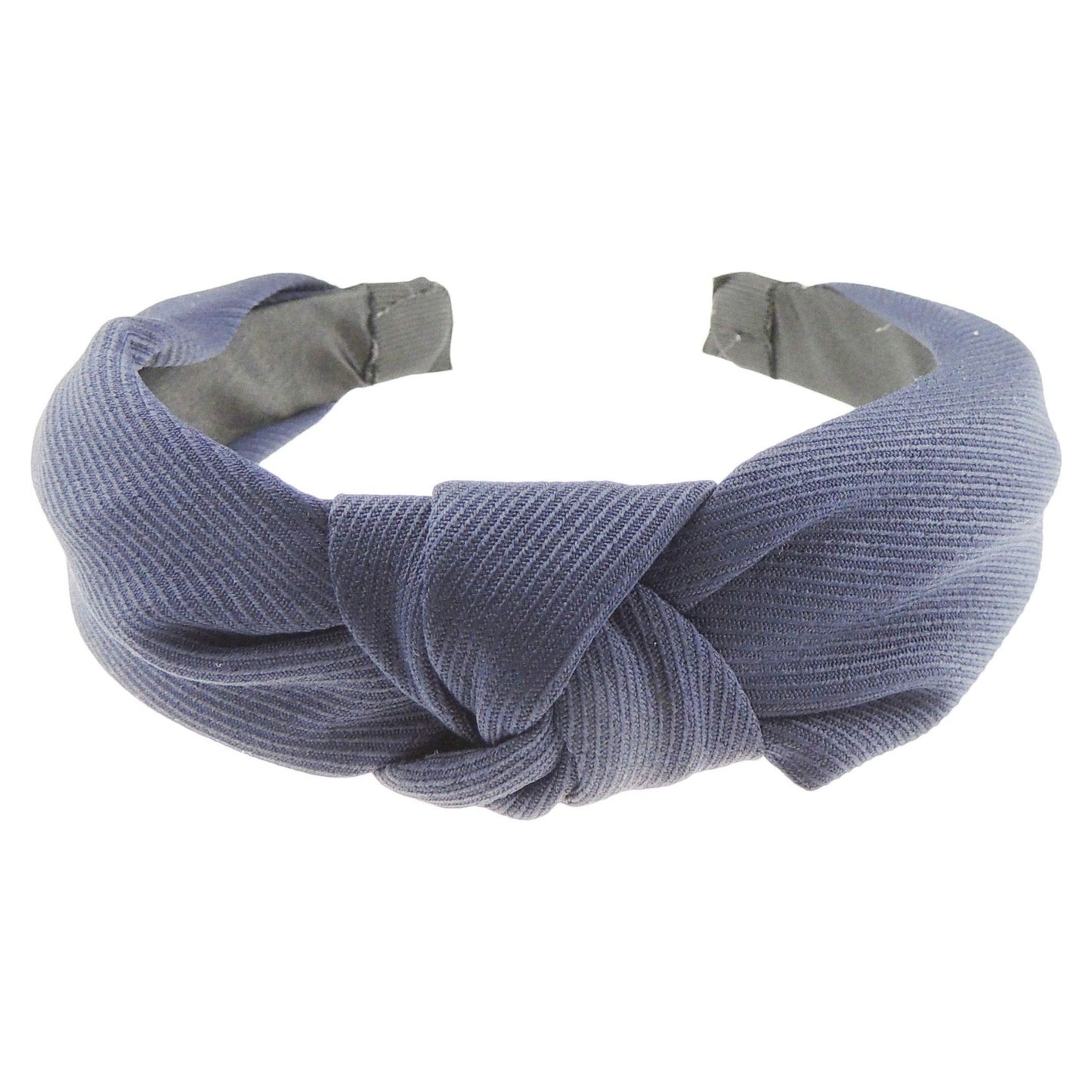 Ladies Draped Chiffon Stripe Twist Knot Headband Alice Band (Navy)