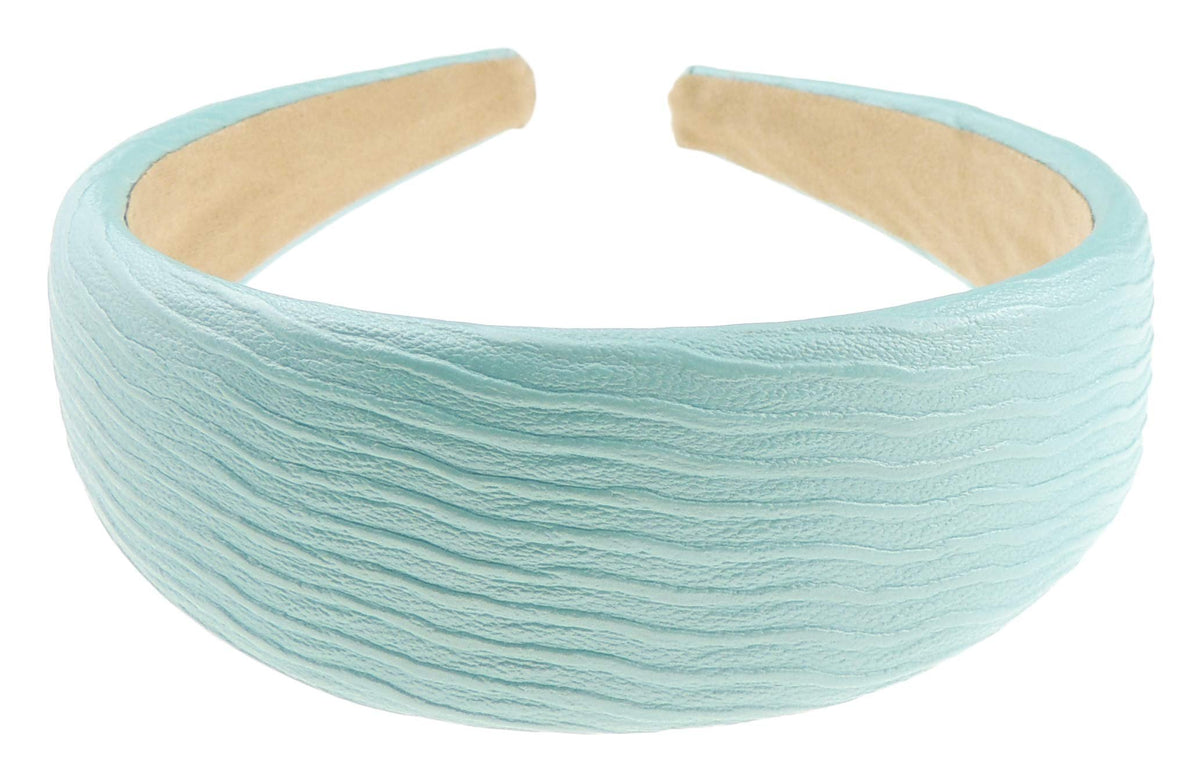 Women Slightly Padded Sponge Wide Thick Leather Look Textured Wavy Lines Summer Wedding Party Birthday Bridal Headband Alice Band Hair Accessories Hairband Christmas Birthday Bridesmaid