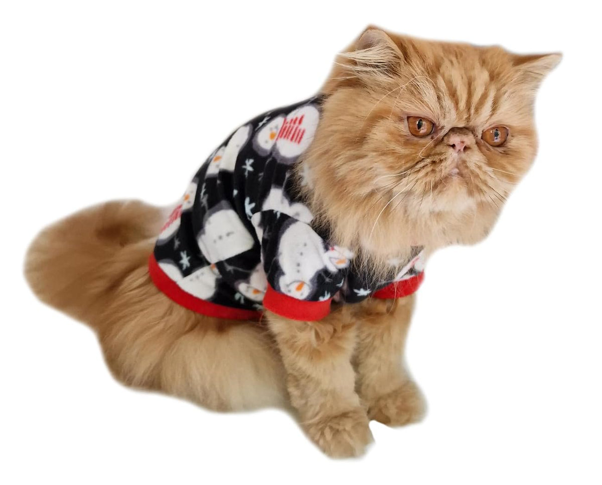 SMALL DOG ONLY Puppy Cat Christmas Outfit Fleece Winter Girl Boy Jumper Coat Clothes Hoodies Fancy Dress Costume Wedding Party Pullover Fleece Sweatshirt Navy White Festive Snowman