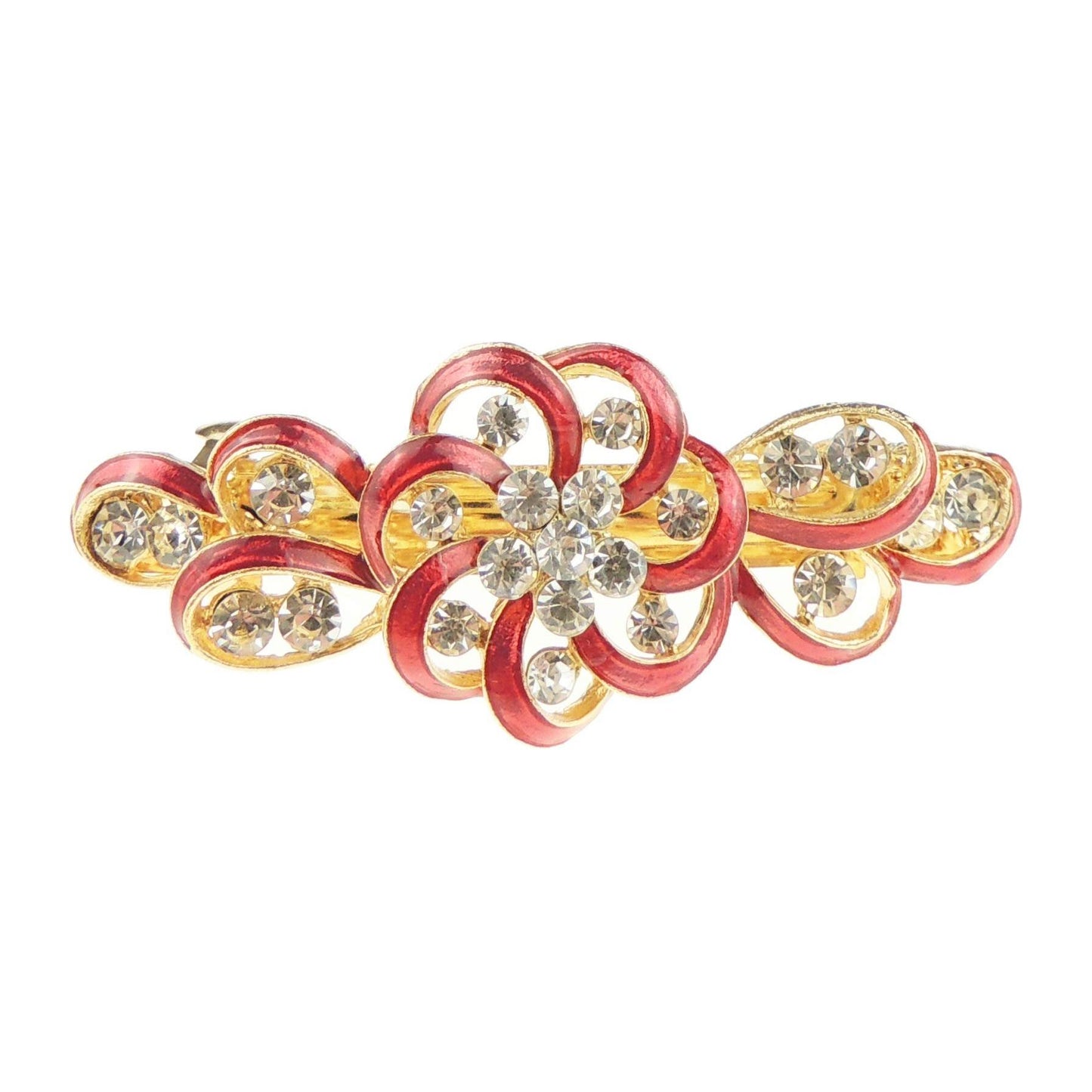 Womens Girls Crystal Rhinestone Diamante Wedding Birthday Party Evening Ponytail Fine Medium Hair Accessories Occasion Barrette Hairpin Grip French Spring Clip Enamel Round Bow (Turquoise)