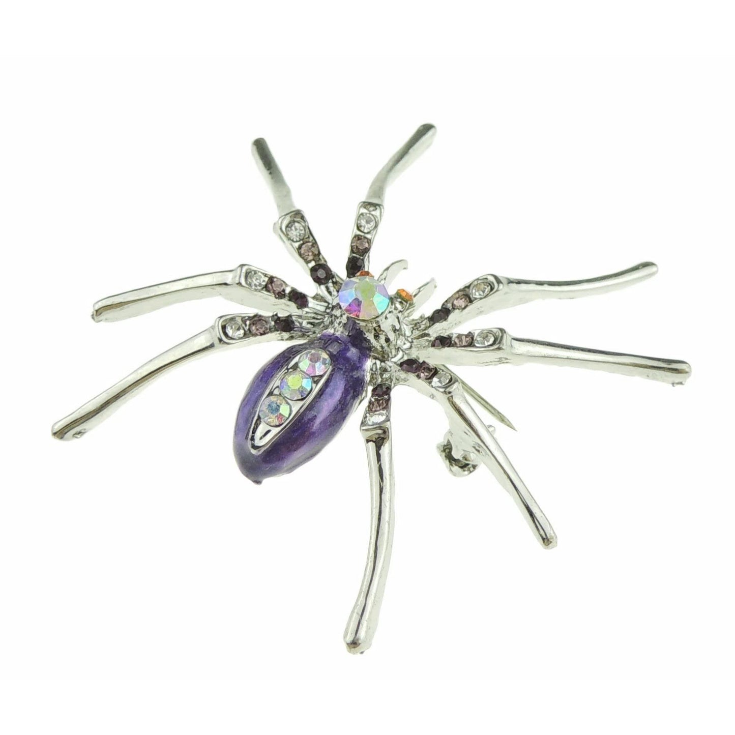 Unisex Diamante Rhinestone Crystal Enamel Halloween Fancy Dress Spider Badge Brooch (Red Gold Tone)
