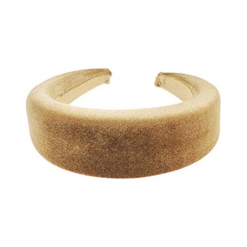 Ladies Girls Velvet Wide Padded Covered Headband Alice Band (Pale Orange)
