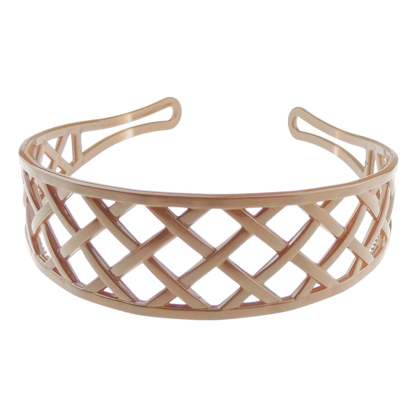 GIRLS SMALL HEAD LADIES School Uniform Work Gym Yoga Birthday Party Hair Accessories Plain Plastic Wide Criss Cross Basket Weave Stencil Short Long Hair Headband Alice Band Hairband (Brown)