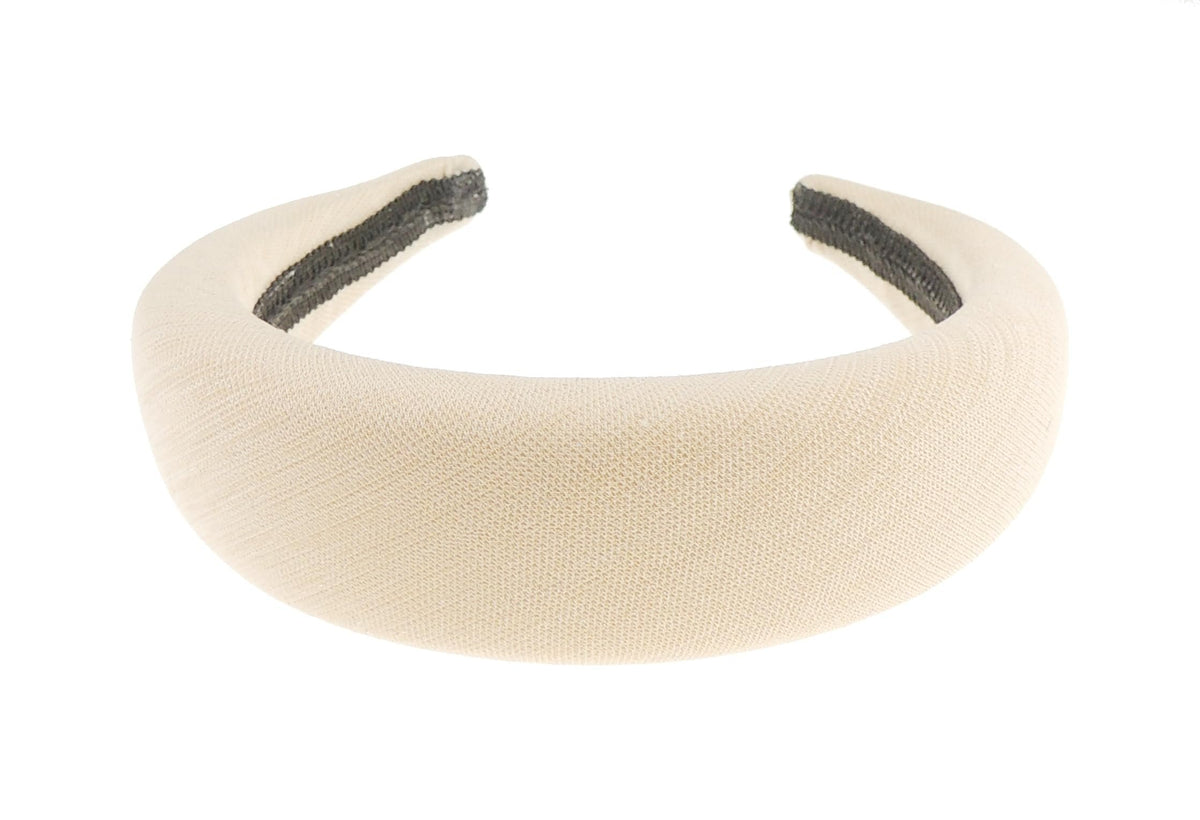 Woman Natural Beige Glitter Jersey Fabric Padded Sponge Puffy Thick High Wide Evening Fabric Boho Vintage Headband Alice Band Hair Hairband Christmas Birthday Wedding Bridal Prom Dance For Women Girls