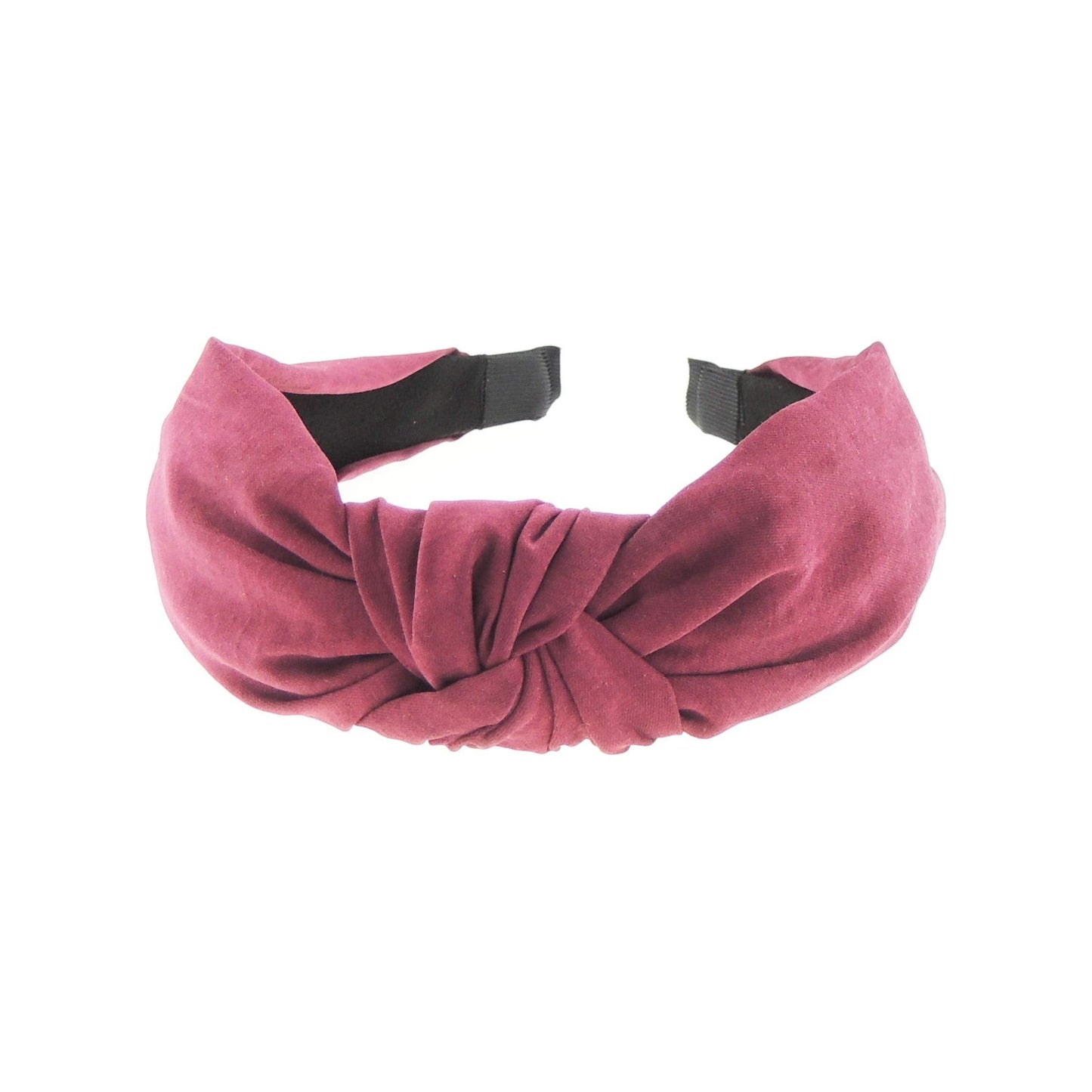 Womens Girls Autumn Winter Plain Work Everyday Christmas Bridal Party Fabric Suede Look Headband Hair Accessories Styling Top Knot Knotted Turban Retro 60s Alice Band Head Hairband (Wine)