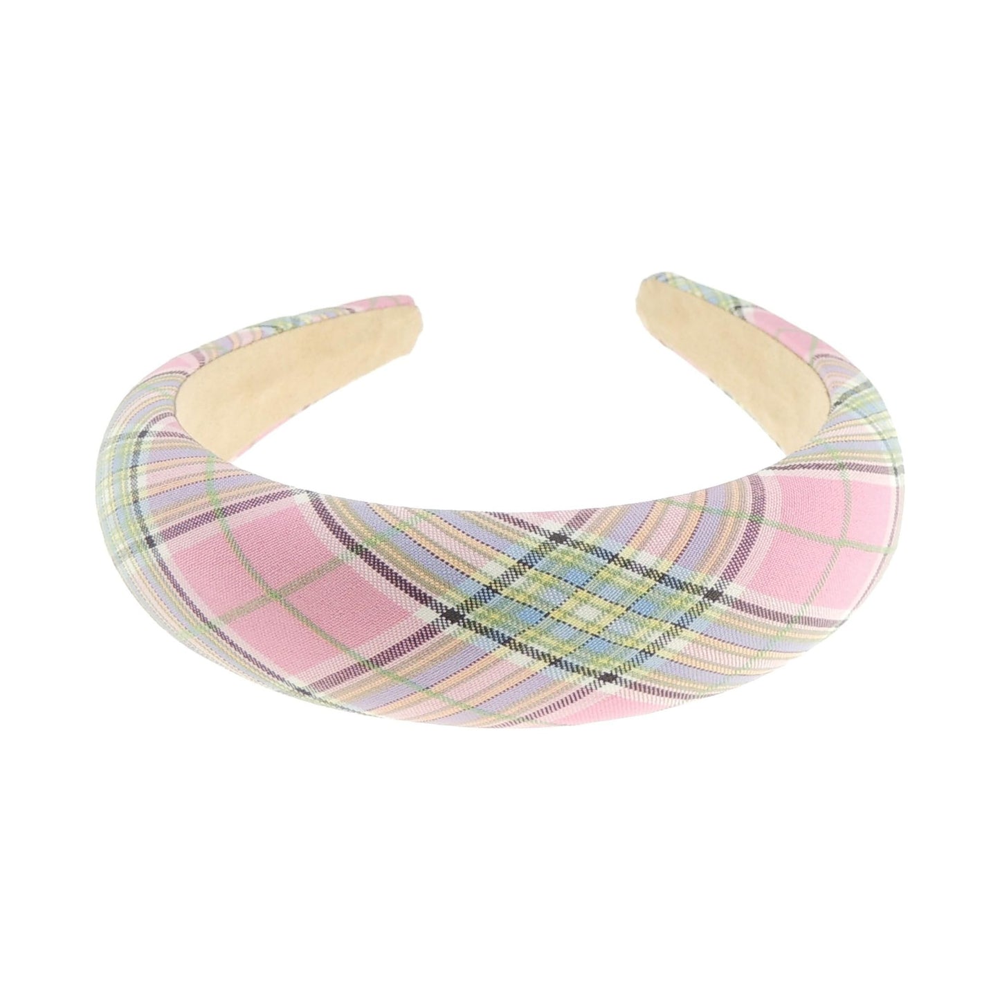 Wide High Sponge Puffy Bump Thick Fashion Formal Plaid Tartan Fabric Boho Vintage Headband Alice Band Women Hair Accessory Hairband Christmas Birthday Wedding Guest Bridesmaid Prom Holiday Orange