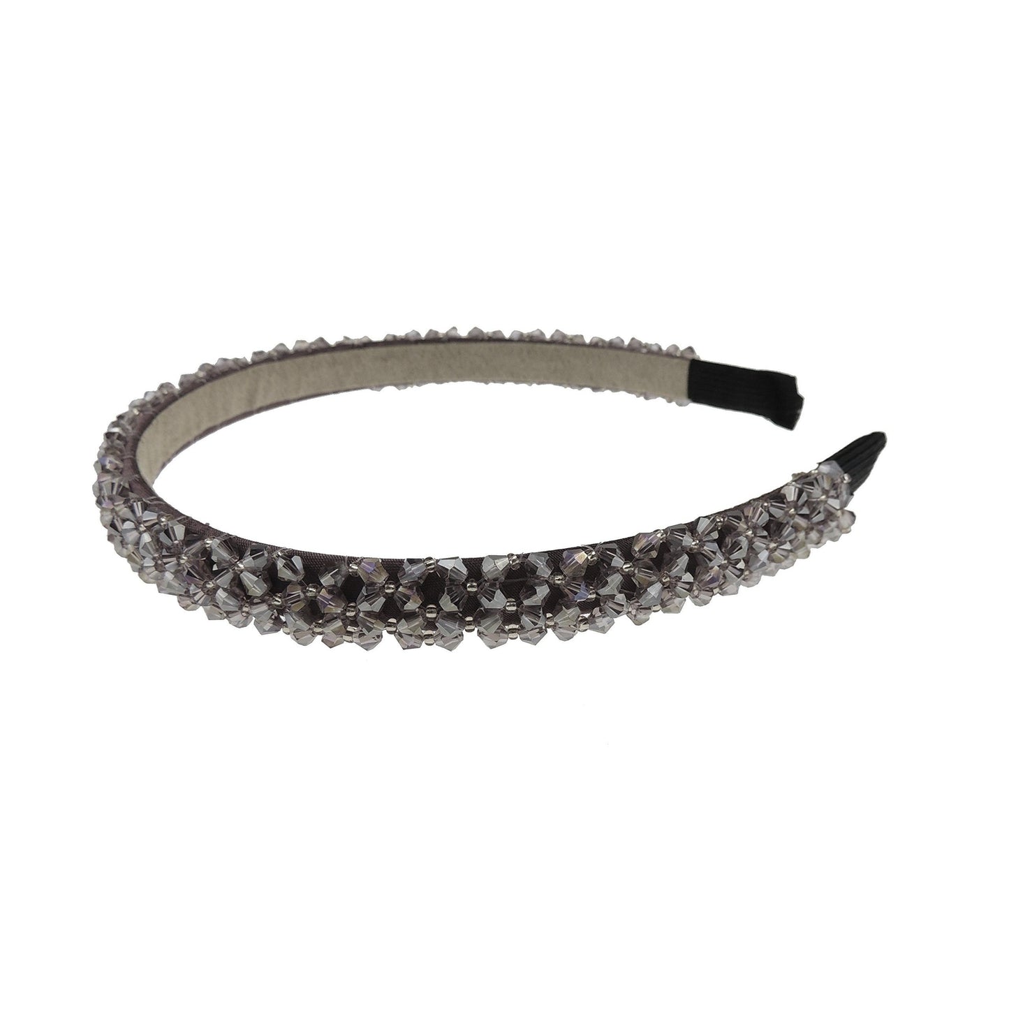 Rhinestone Jeweled Crystal Diamante Embellished Womens Girls Bridal Wedding Formal Occasion Birthday Christmas Prom Party Alice Band Headband Hairband Hair Accessory (Silver)