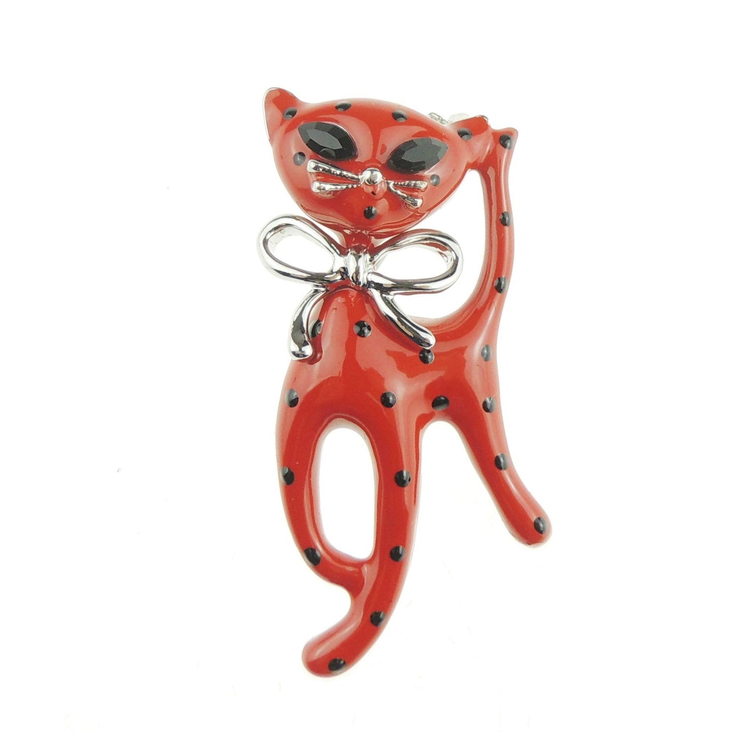 Cute Womens Wedding Christmas Birthday Gift Coat Scarf Coat Jacket Shawl Mother Groom Bride Diamante Crystal Brooch Badge Breastpin Corsage Pin Enamel Bow Panther Cat Kitten Kitty (Blue)