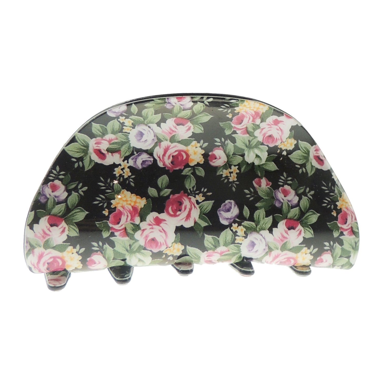 Ladies Floral English Garden Print 8cm Hair Claw Clamp Clip Oval