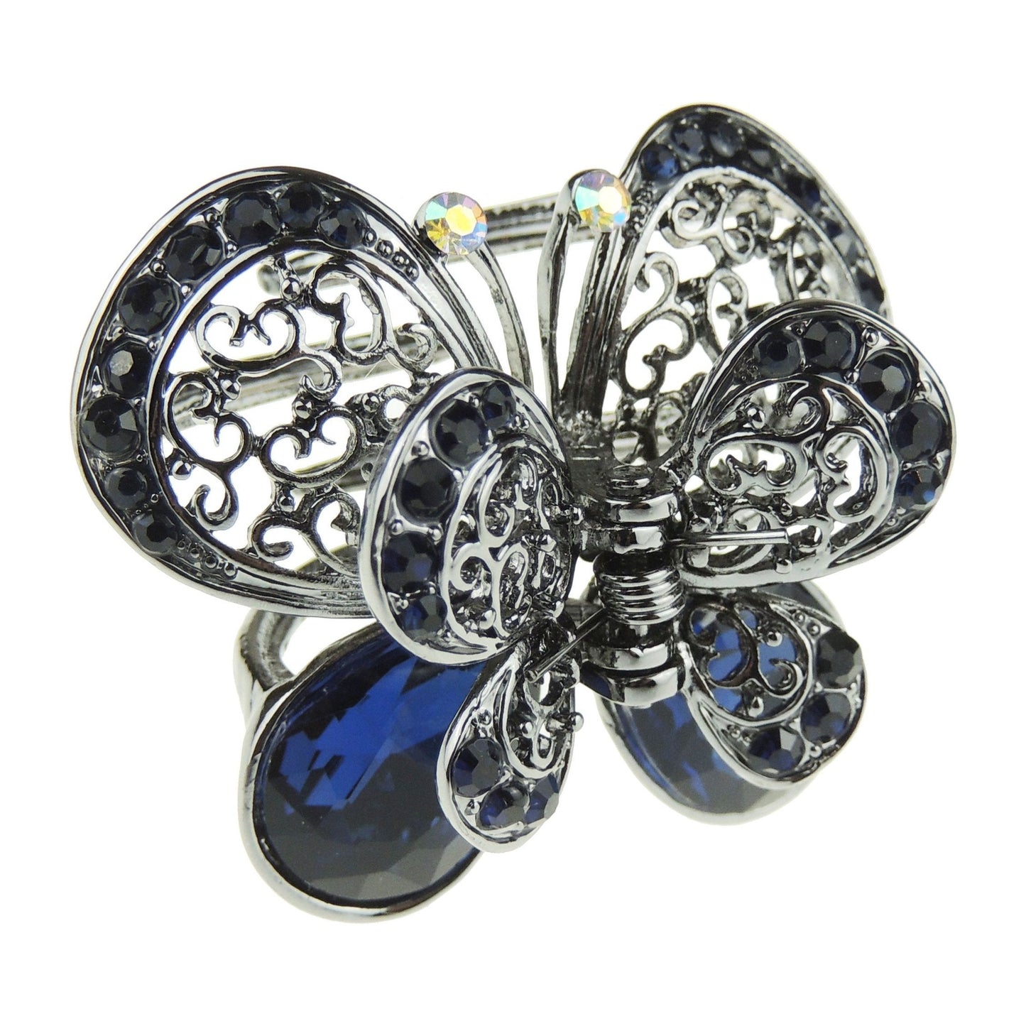 Ladies Vintage Look Dark Silver Tone Metal Hair Claw Clamp
