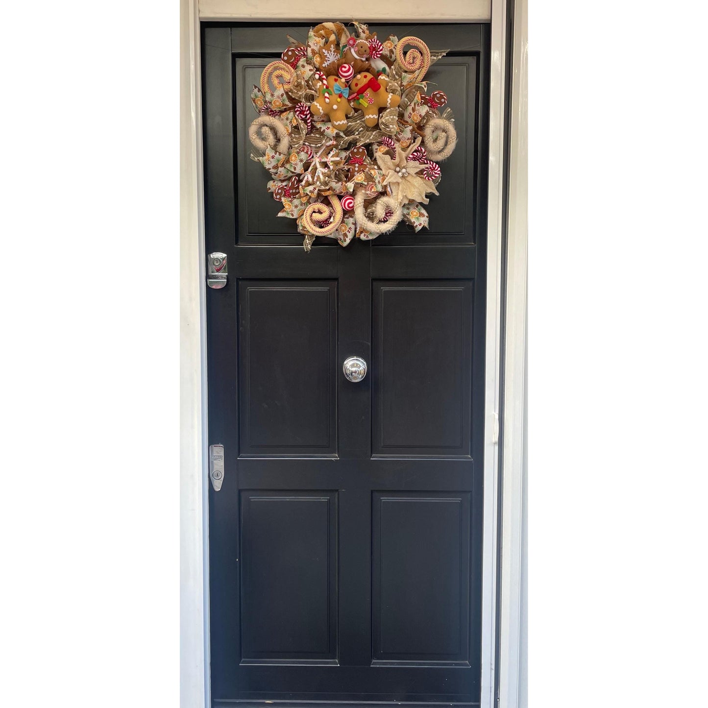 Gingerbread luxury Christmas Front Door Wreath Traditional Elegant Porch Holiday House Home Decor Decoration Winter Swag Designer Unique