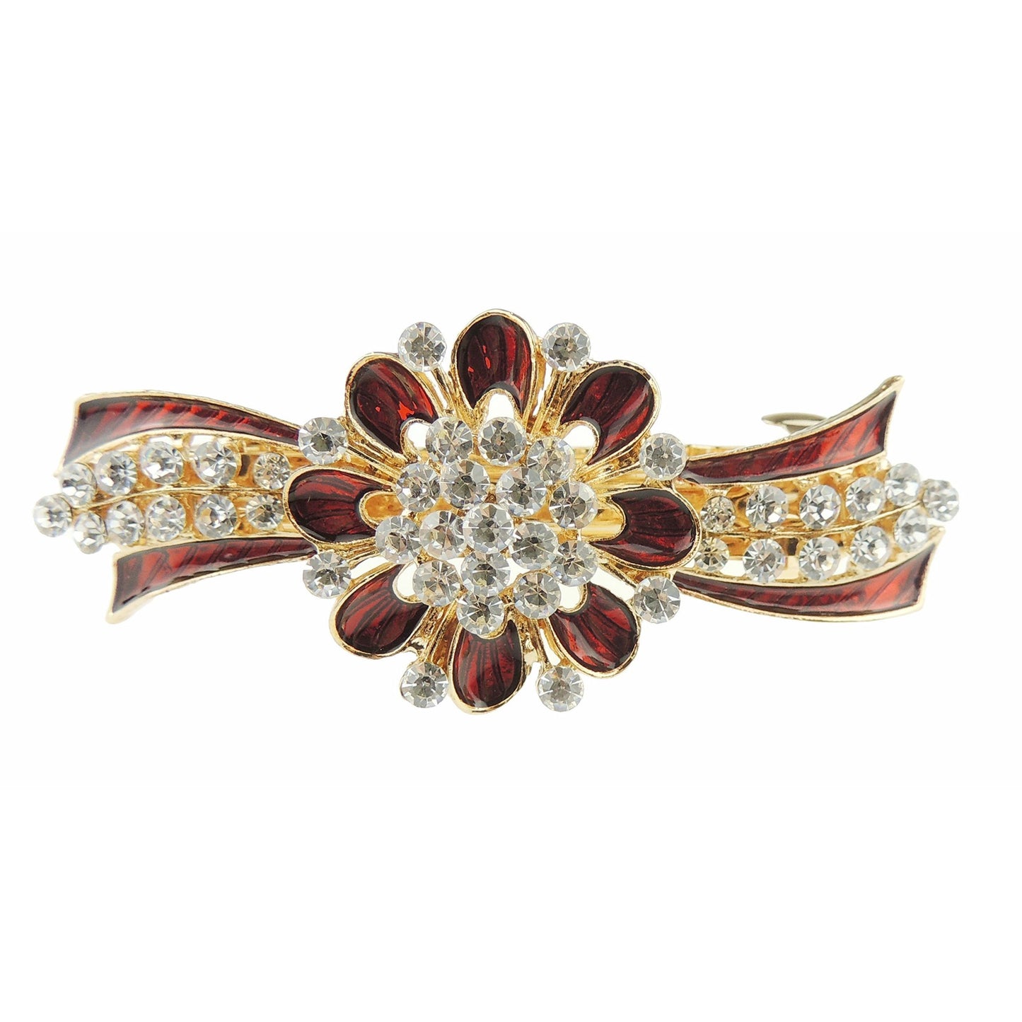 Womens Girls Crystal Rhinestone Diamante Wedding Birthday Party Evening Ponytail Fine Medium Hair Accessories Occasion Barrette Hairpin Grip French Spring Clip Metal Enamel Flower Ribbon Red