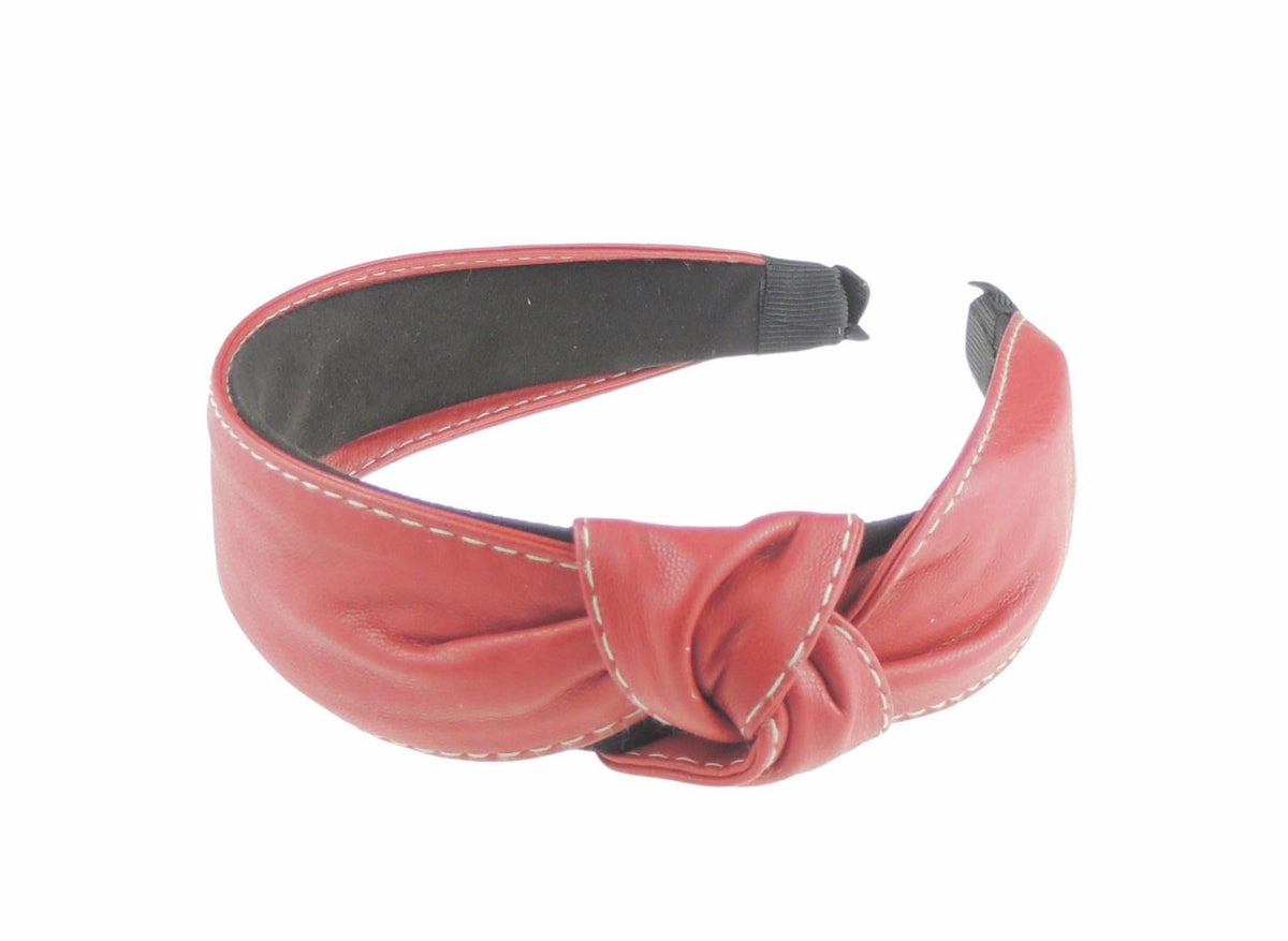 Ladies Side Top Knot Twist Twisted Turban Leather Look Fashion Formal Boho Vintage Headband Alice Band Women Hair Accessories Hairband Christmas Birthday Wedding Guest Bridesmaid Party