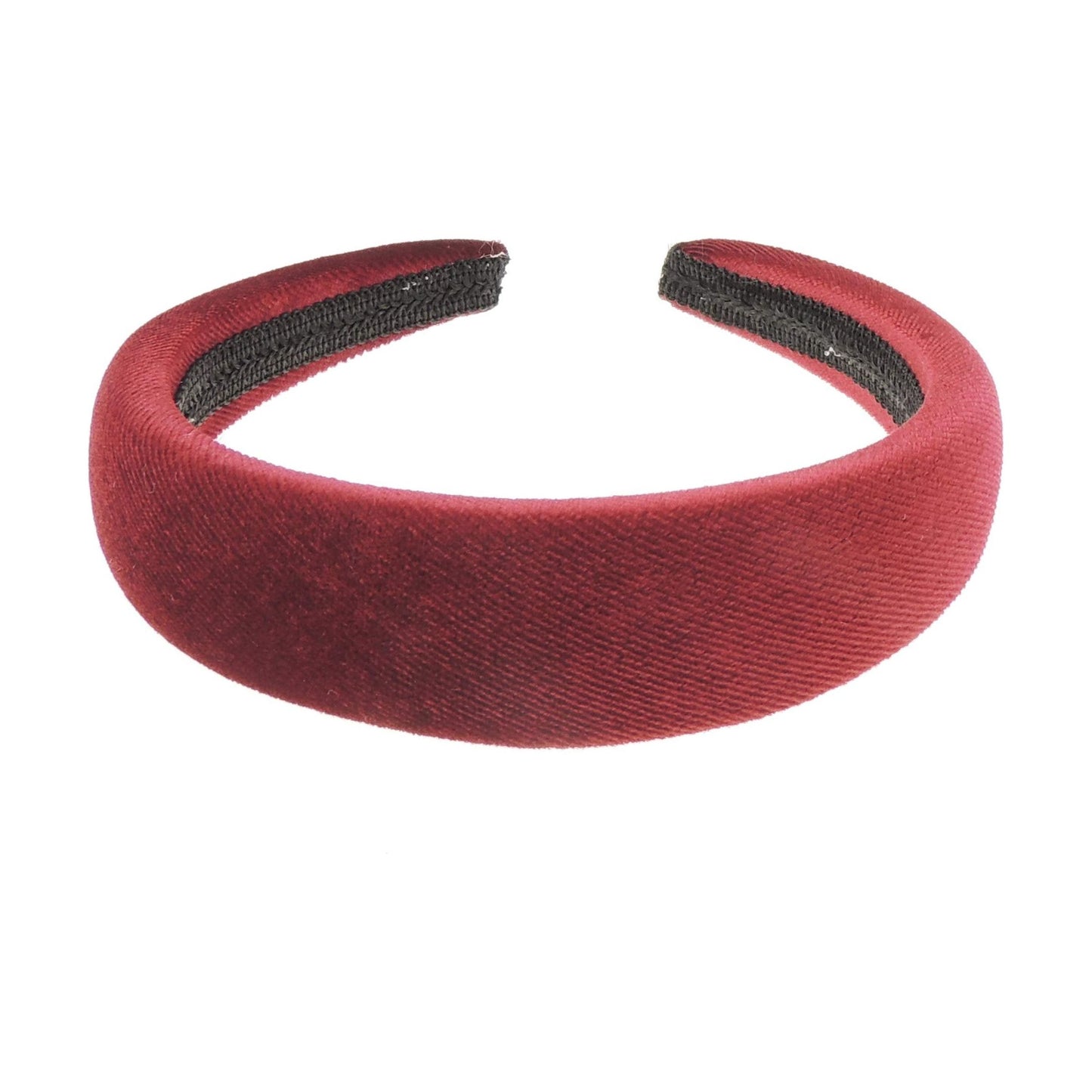 Womens Luxury Slightly Padded Puffy Velvet Flat Winter Evening Wedding Party Birthday Bridal Christmas Birthday Bridesmaid Headband Alice Band Hair Accessories Hairband (Burgundy, One Size)