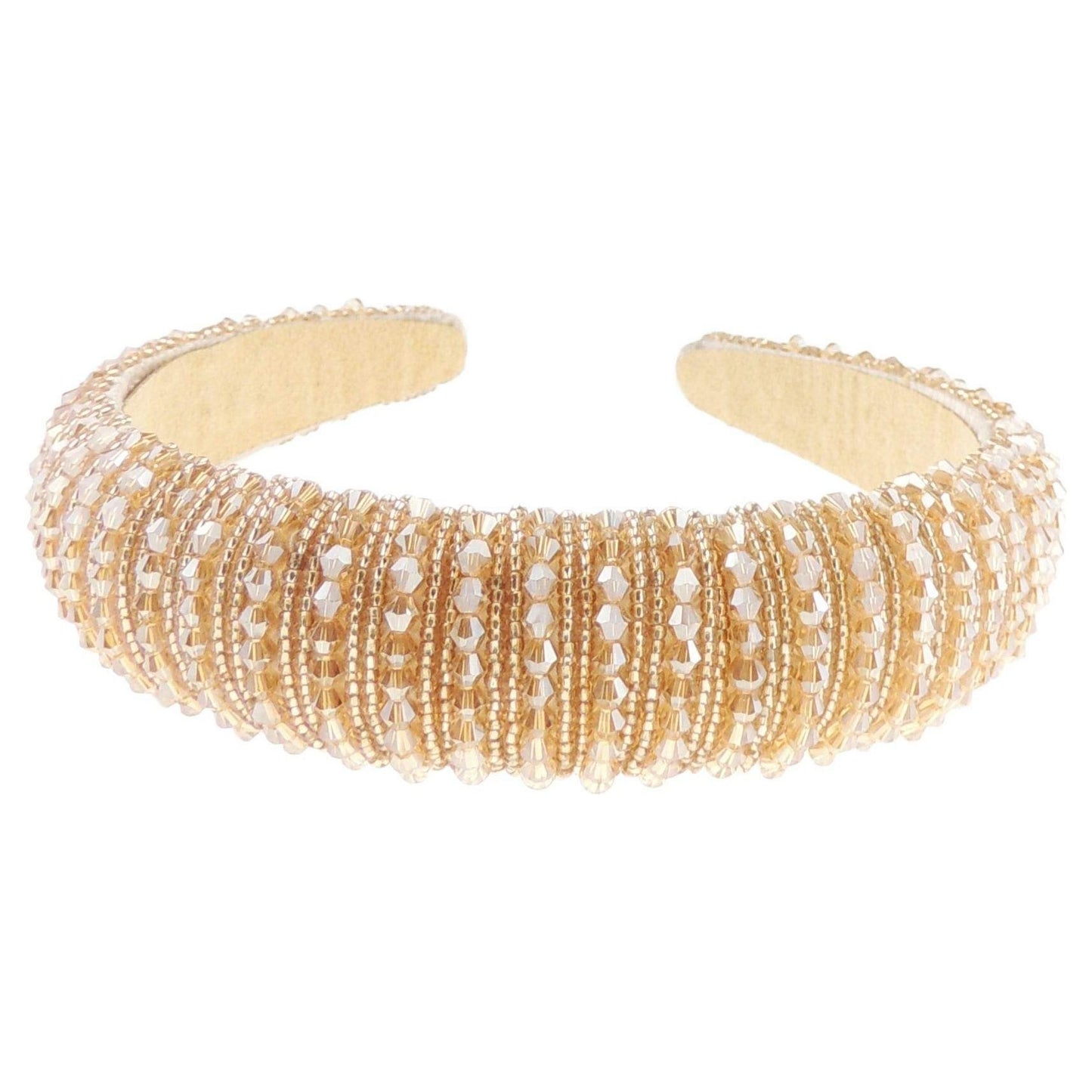Womens Sparkly Beaded Rhinestone Embellished Jeweled Crystal Wide Bump Thick Padded Evening Formal Occasion Christmas Birthday Wedding Bridal Party Headband Hair Alice Band Hairband