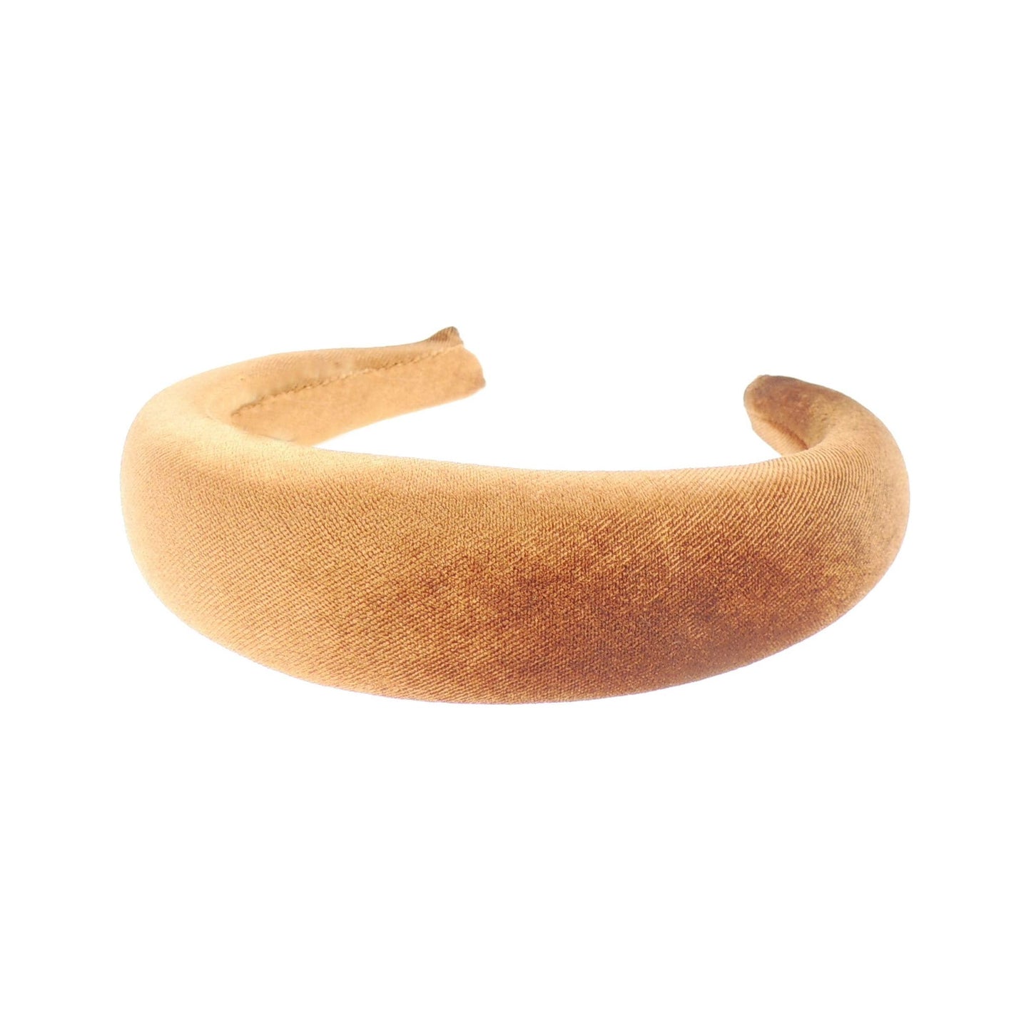 Ladies Girls Velvet Wide Padded Covered Headband Alice Band (Pale Orange)