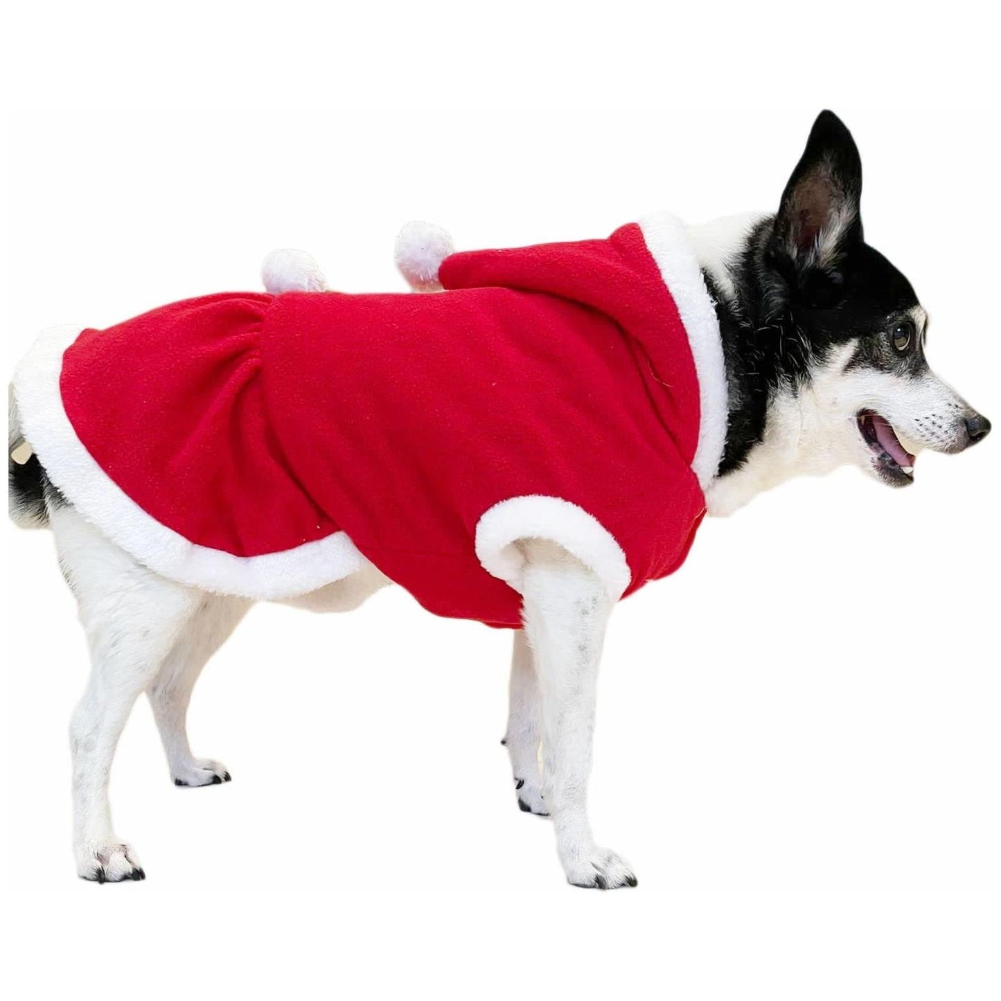 Cute Festive Red Funny Santa Claus Father Christmas Party Boy Girl SMALL DOG BREED ONLY Puppy Kitten Cat Warm Winter Fleece Costume Clothes Jumper Dress Skirt Coat Walking Hoodie Outfit