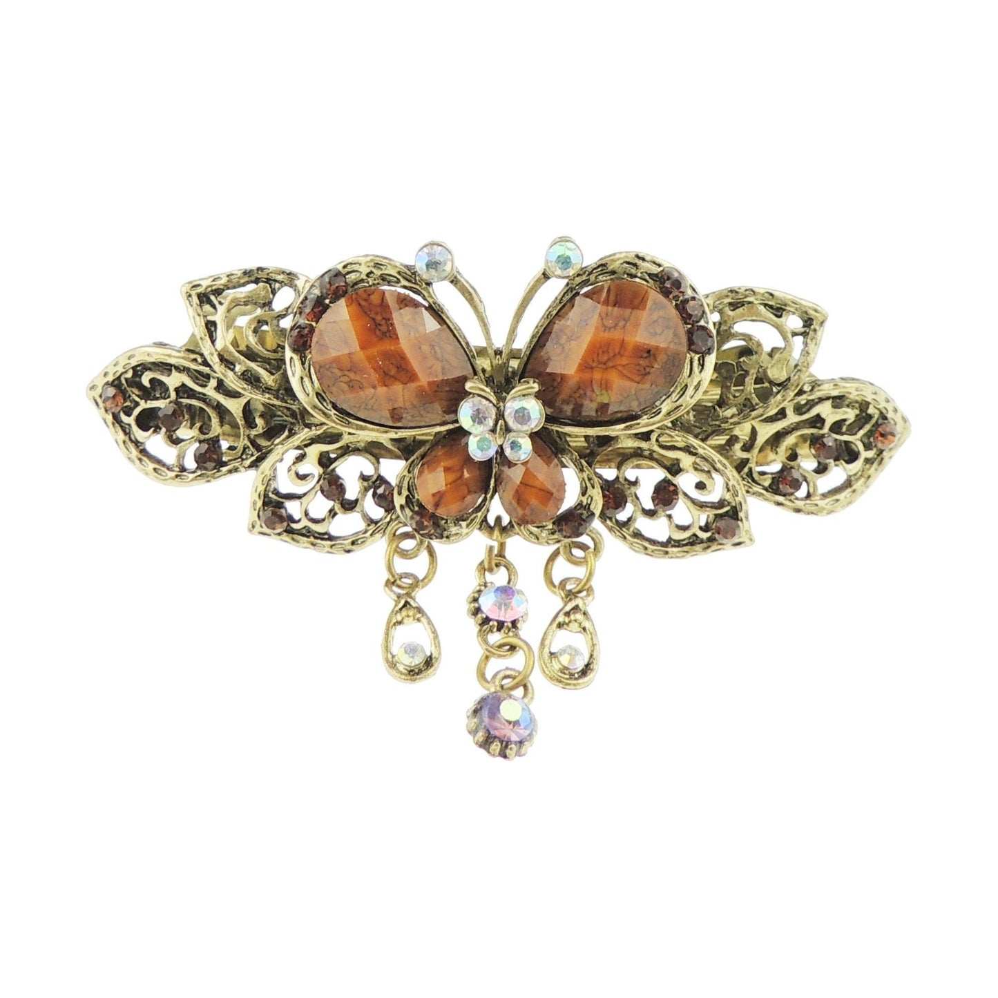 Ladies Bronzed Vintage Look Metal Hair Clip Barrette Butterfly