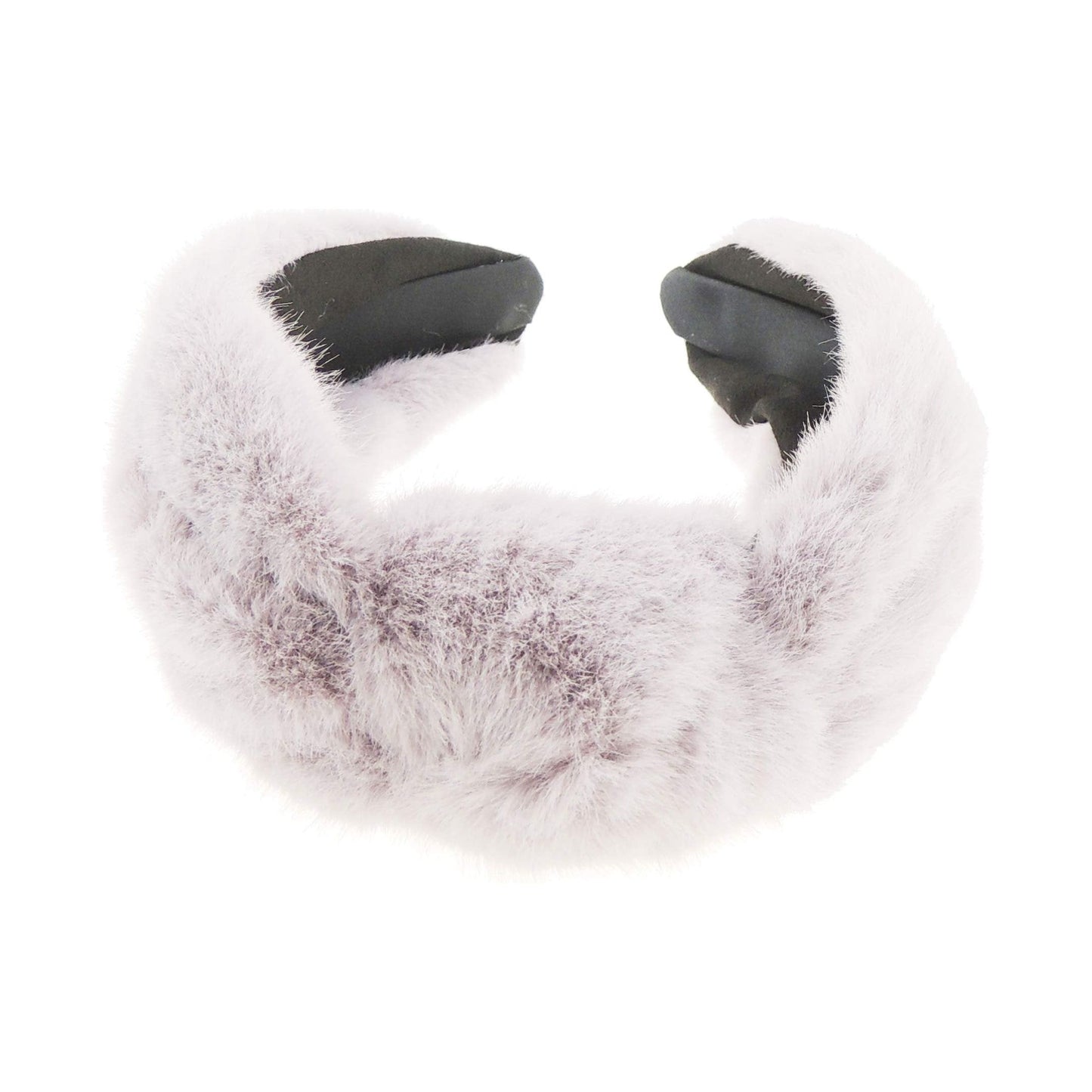Womens Girls Wide Plush Faux Fur Fabric Boho Turban Top Knot Knotted Twisted Winter Christmas Birthday Wedding Bridesmaid Party Headpiece Accessories Hairband Head Hair Headband Alice Band Pale Yellow