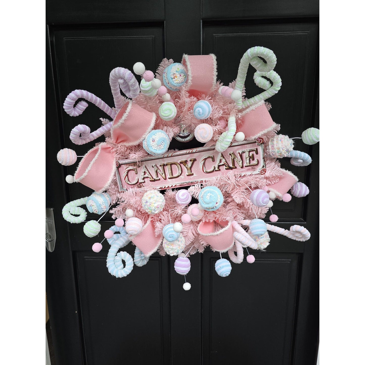 Luxury Candy Shop Pink Pastel Sweets Christmas Wreath Front Door Luxury Home Decorations Xmas Winter Mantle Decor Holiday Wreath Advent Swag