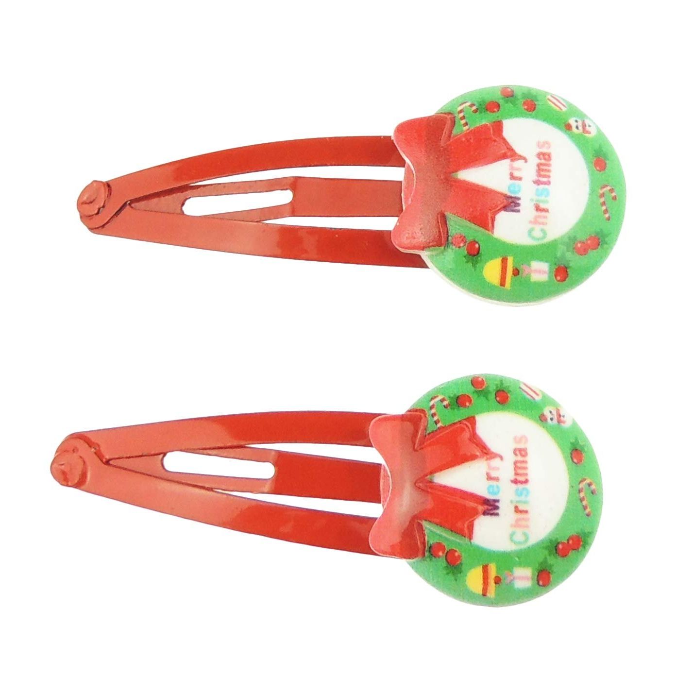 Girls Womens Toddler Baby Kids Christmas Snowman Santa School Clips Barrettes Bobbles Accessories Hair Sectioning Fine Thick Grips Slides Grips Clips Sleepies Snap Bendies SET of 2
