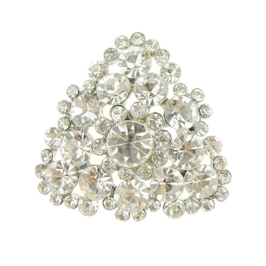 Sparkly Large Classic Shape Vintage Look Bridal Wedding Birthday Gift Saree Scarf Mother Bride Groom Diamante Crystal Brooch Badge Corsage Pin Bouquet Star Flower Traingle Silver Tone Clear