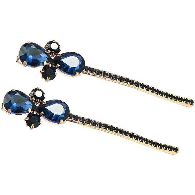 Womens Girls Sparkly Bow Rhinestone Jeweled Crystal Diamante Party Birthday Christmas Bridal Wedding Accessories Slides Hairpin Hair Clips Grips Bobby Pins Set of 2 Gold Tone Butterfly