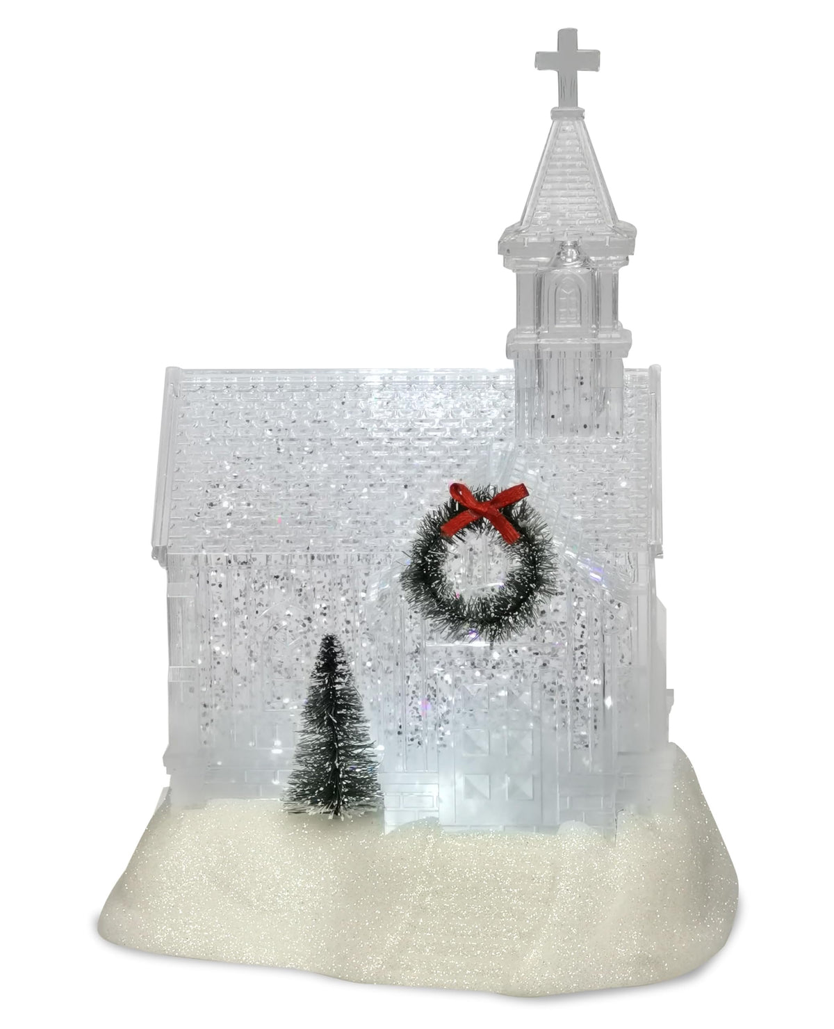 Large 23cm White Light Up LED Swirling Glitter Church Tabletop Decor Room Decoration