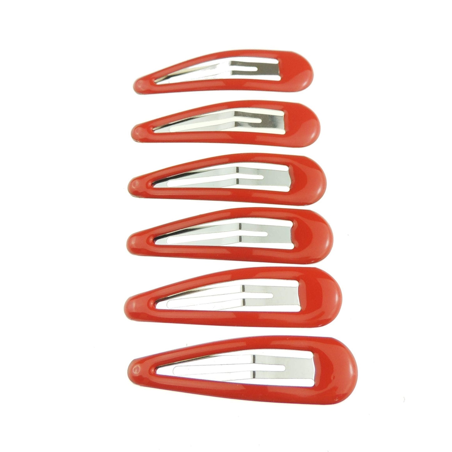 Girls Set of 6 Colourful Basic Hair Snap Clips School Uniform Barrettes Bendies Sleepies Bright Red