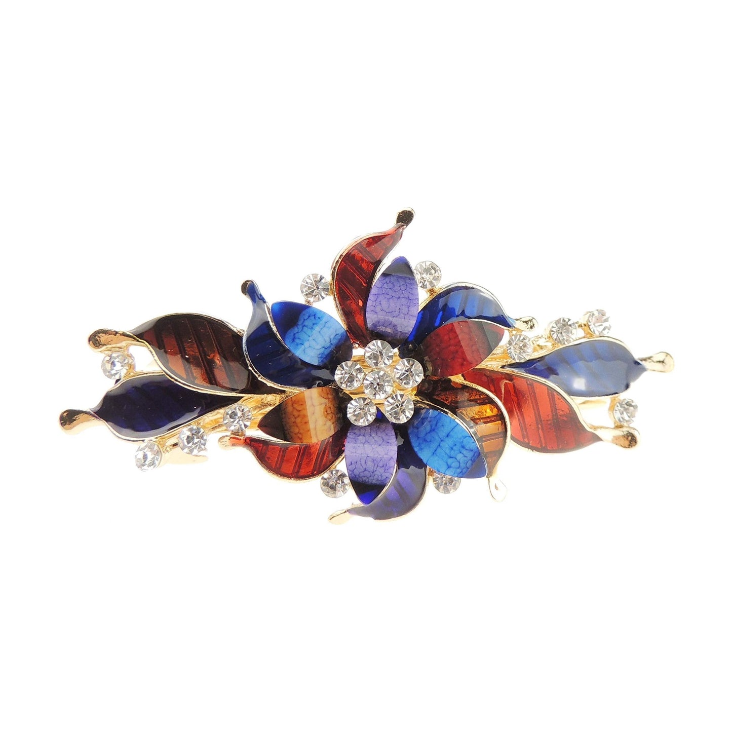 Womens Girls Crystal Rhinestone Diamante Wedding Birthday Party Evening School Ponytail Fine Medium Hair Accessories Occasion Barrette Hairpin Grip French Spring Clip Enamel Flower