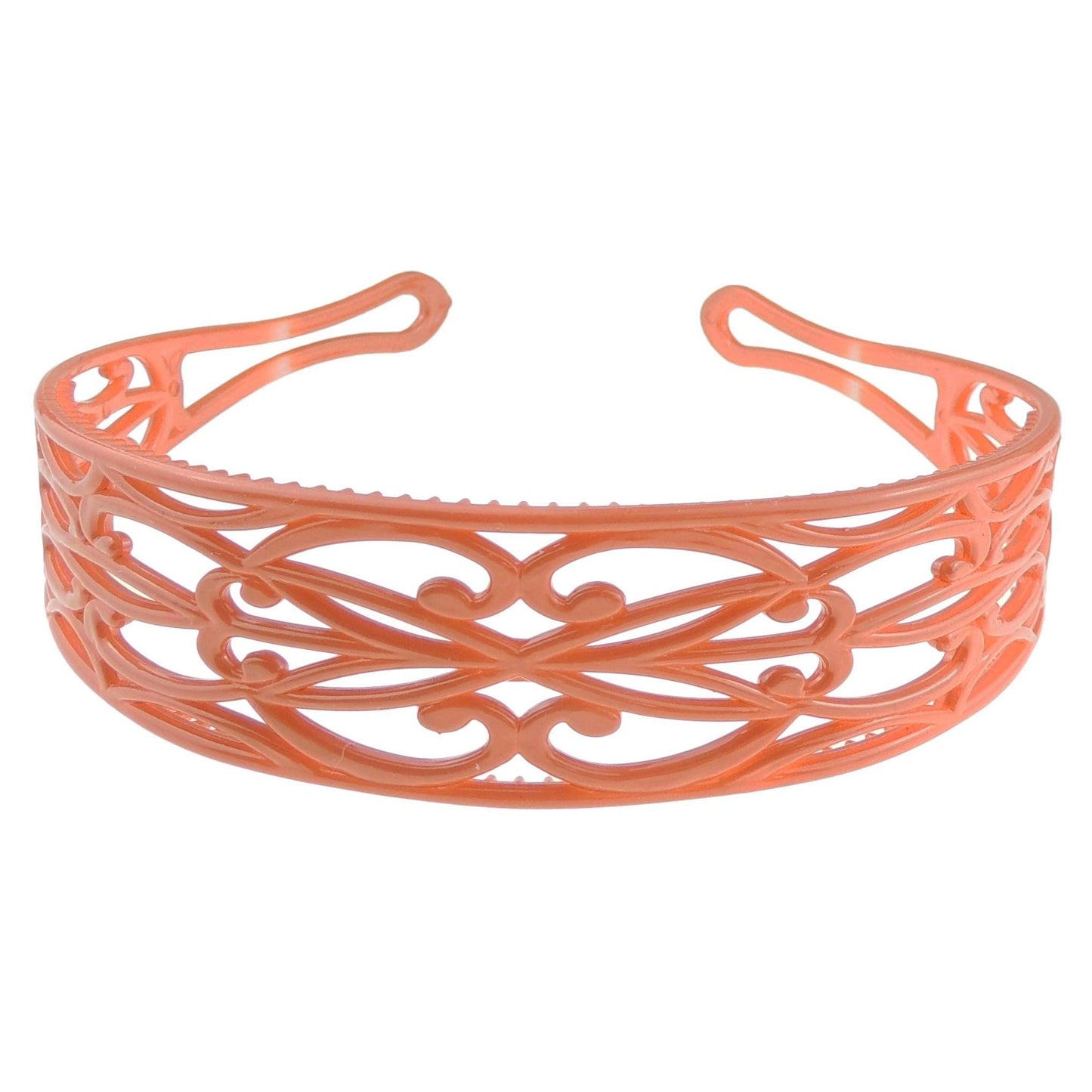 GIRLS SMALL HEAD LADIES School Uniform Work Gym Yoga Birthday Party Hair Accessories Plain Plastic Wide Scroll Floral Swirls Stencil Short Long Hair Headband Alice Band Hairband (Light Taupe Brown)
