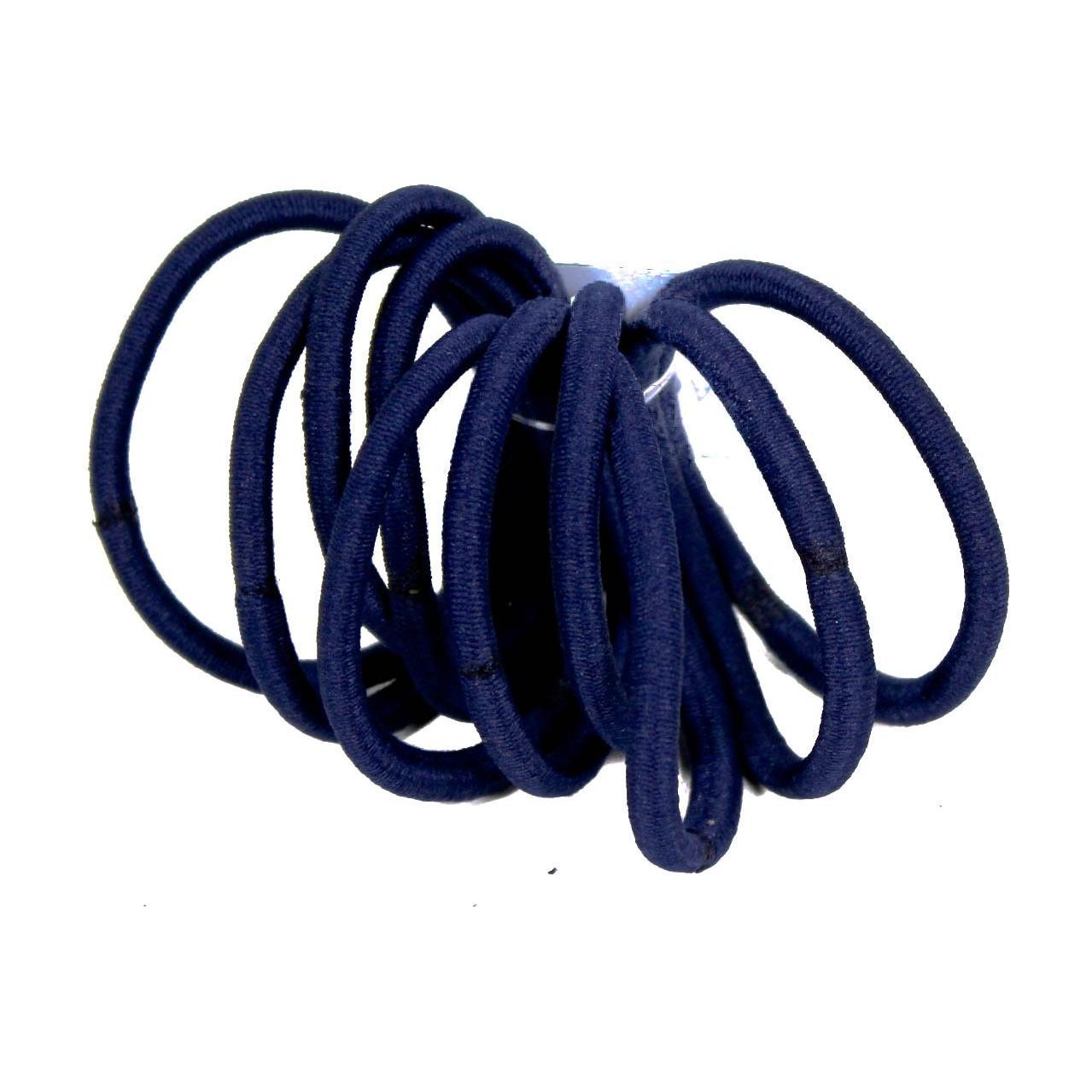 Set of 10 Womens Girls School Gym Yoga Work Endless Snagless Party Bag Ponio Rope Hair Tie Up Back Elastic Accessories Bobbles Ponytail Holder Rubber Bands Navy Blue