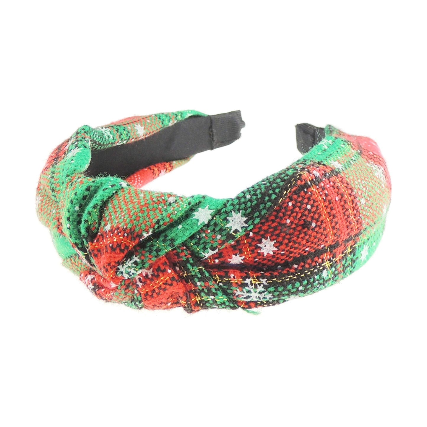 Festive Christmas Tartan Plaid Tweed Fabric Womens Girls Bow Knotted Top Knot Twist Twisted Turban Winter Headpiece Deeley Bopper Dance Party Headband Hair Alice Band