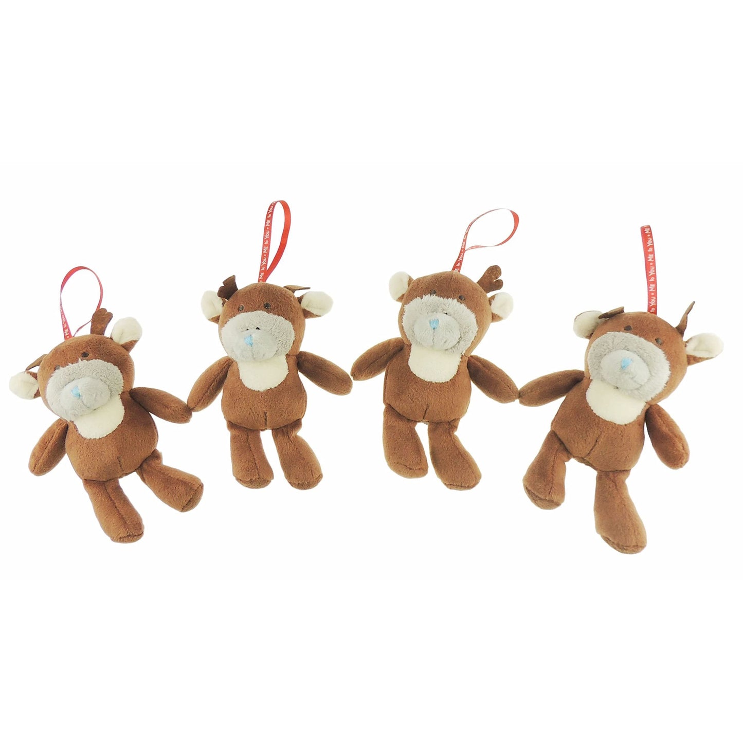 Me To You Set of 4 Festive Soft Tatty Teddy Reindeer Christmas Tree Decoration Ornament Baubles