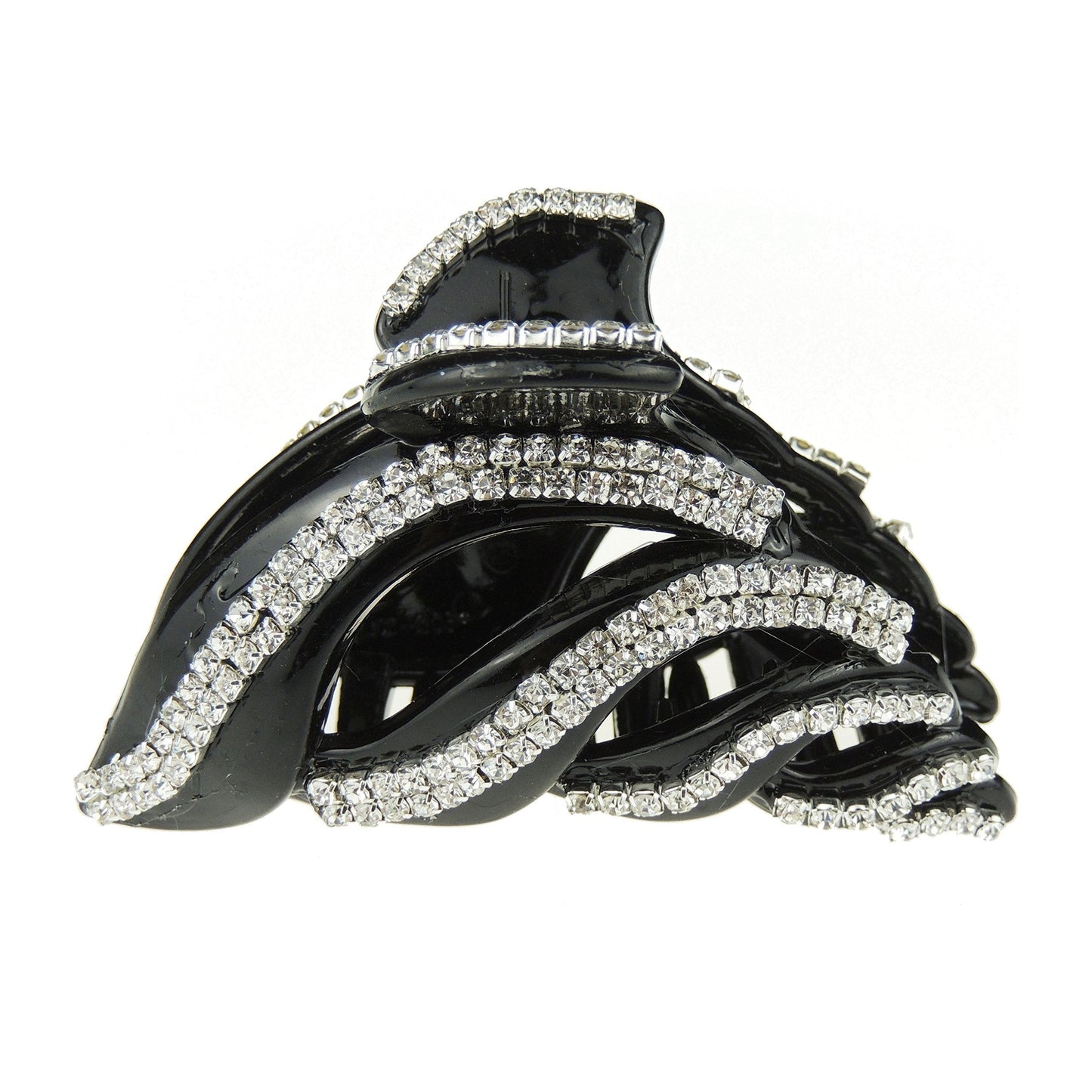 Extra Sparkly Diamante Crystal Evening Ladies 8.5cm Hair Claw Clamp 2 Row Swirls