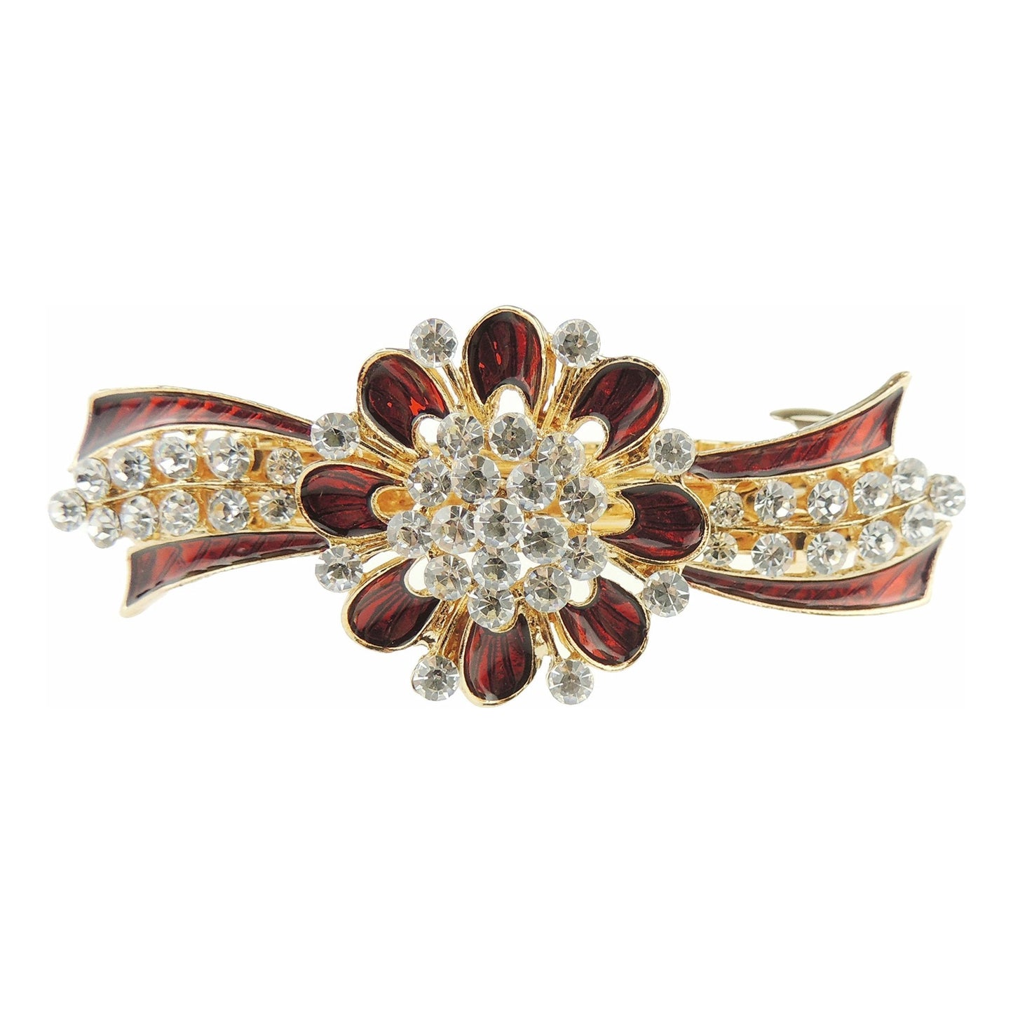 Womens Girls Crystal Rhinestone Diamante Wedding Birthday Party Evening Ponytail Fine Medium Hair Accessories Occasion Barrette Hairpin Grip French Spring Clip Metal Enamel Flower Ribbon Red
