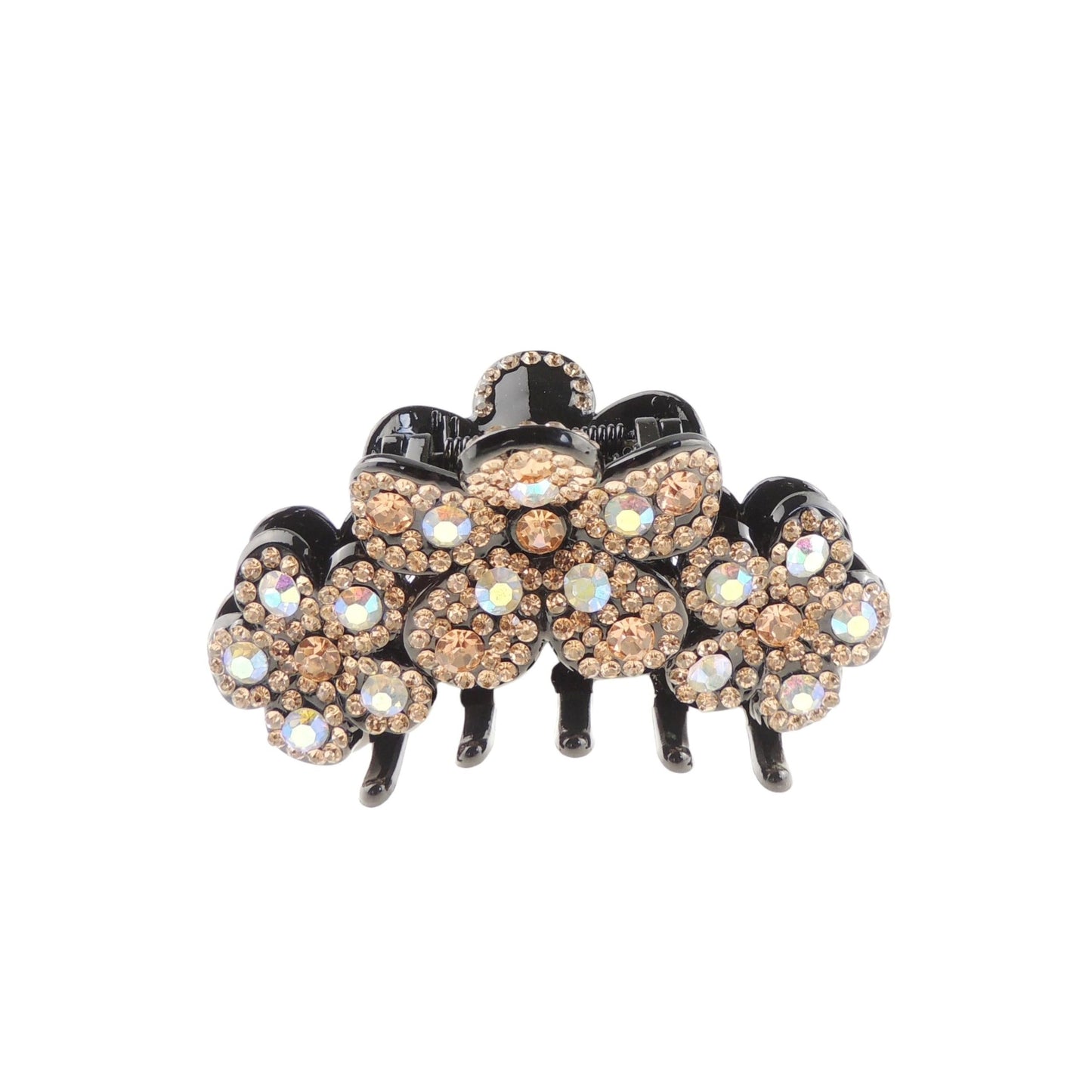 Womens Girls Crystal Rhinestone Luxury Diamante Bulldog Wave Jaw Clip Octopus Clamp Grip Bridal Wedding Party Birthday Christmas Summer Styling Short Long Hair Butterfly Daisy Flower Black (Clear)