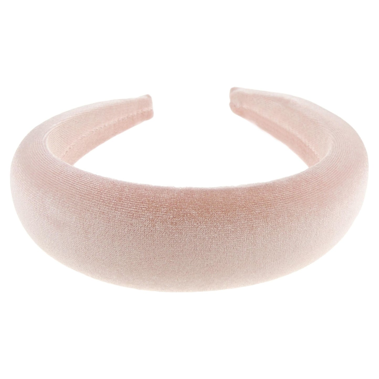 Ladies Girls Velvet Wide Padded Covered Headband Alice Band (Pale Orange)