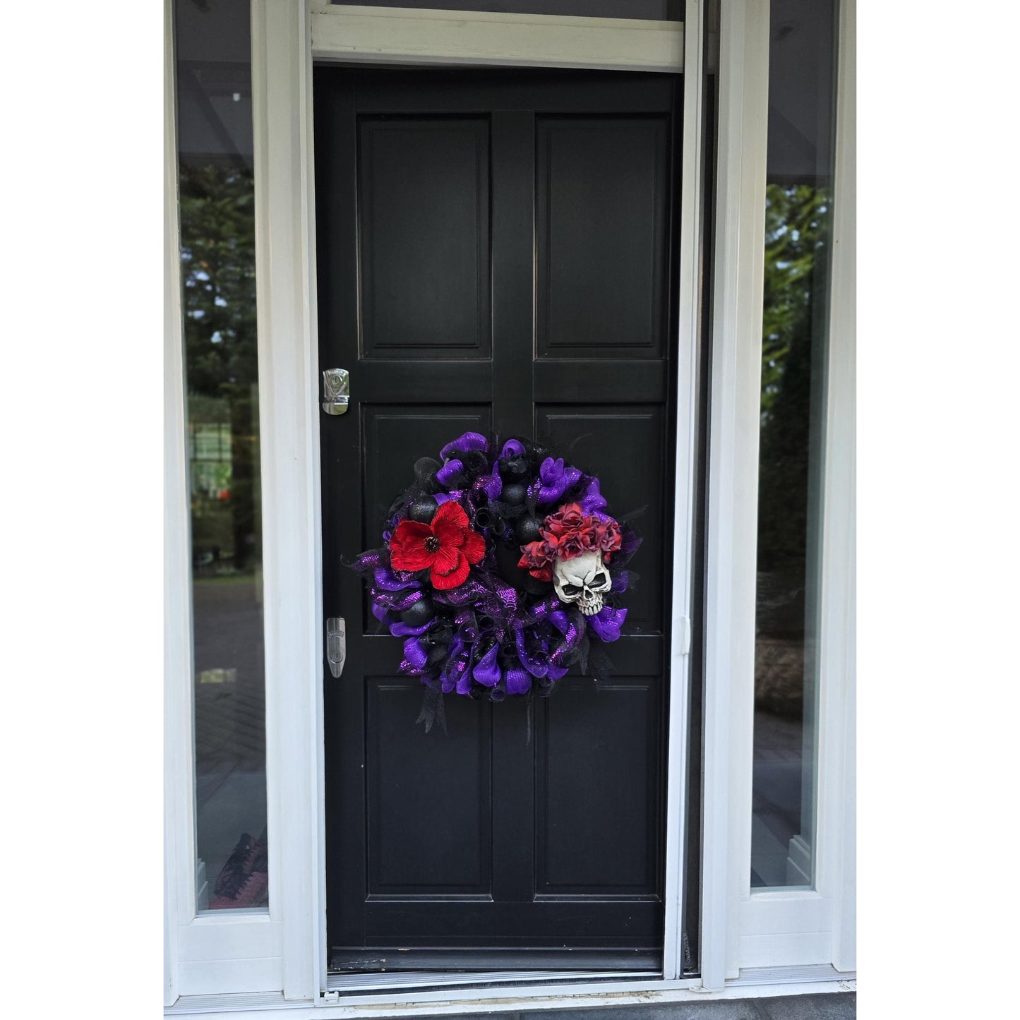 Large Halloween Front Door Wreath Spooky Hanger Black Red Purple Creepy Spider Wall Porch Hanger Handmade House Decor Decoration Welcome