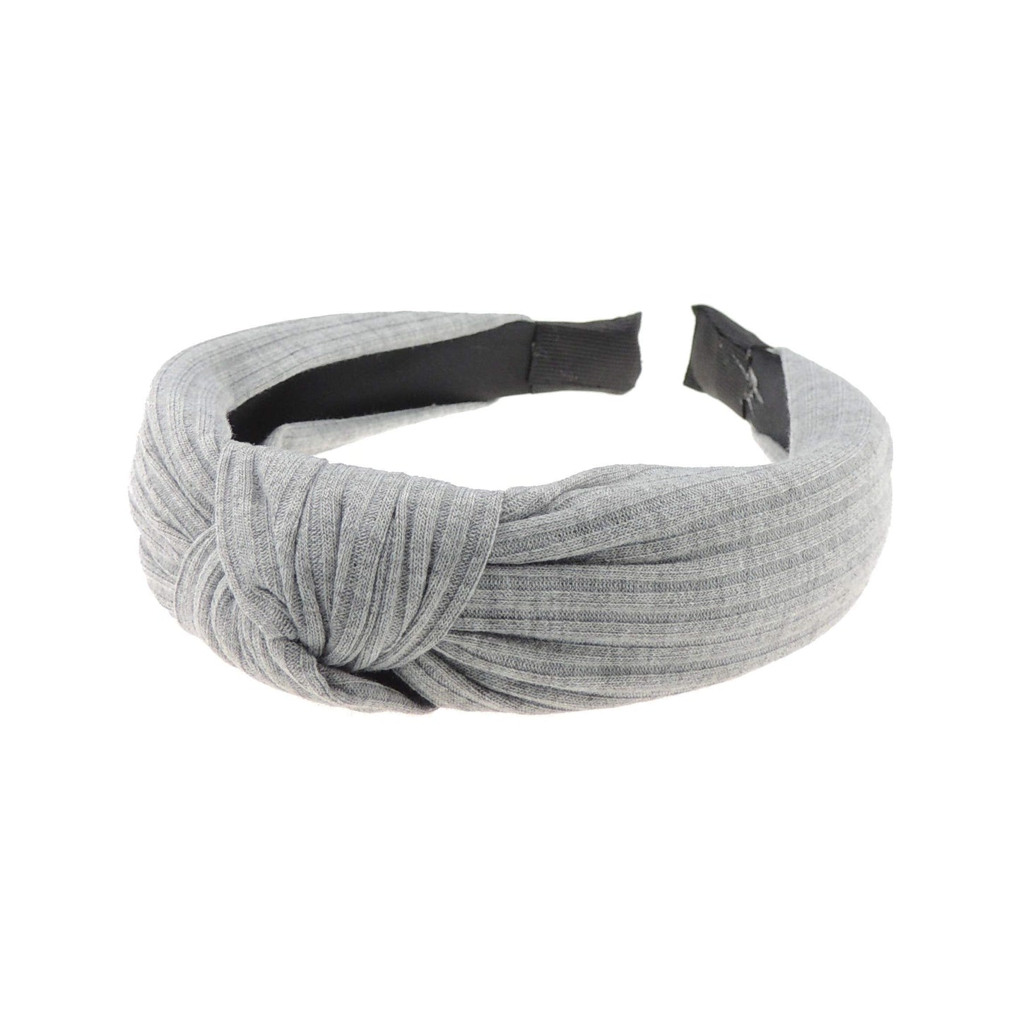 Glamour Girlz Ladies Girls Soft Ribbed Jersey Top Knot Headband Alice Band Grey