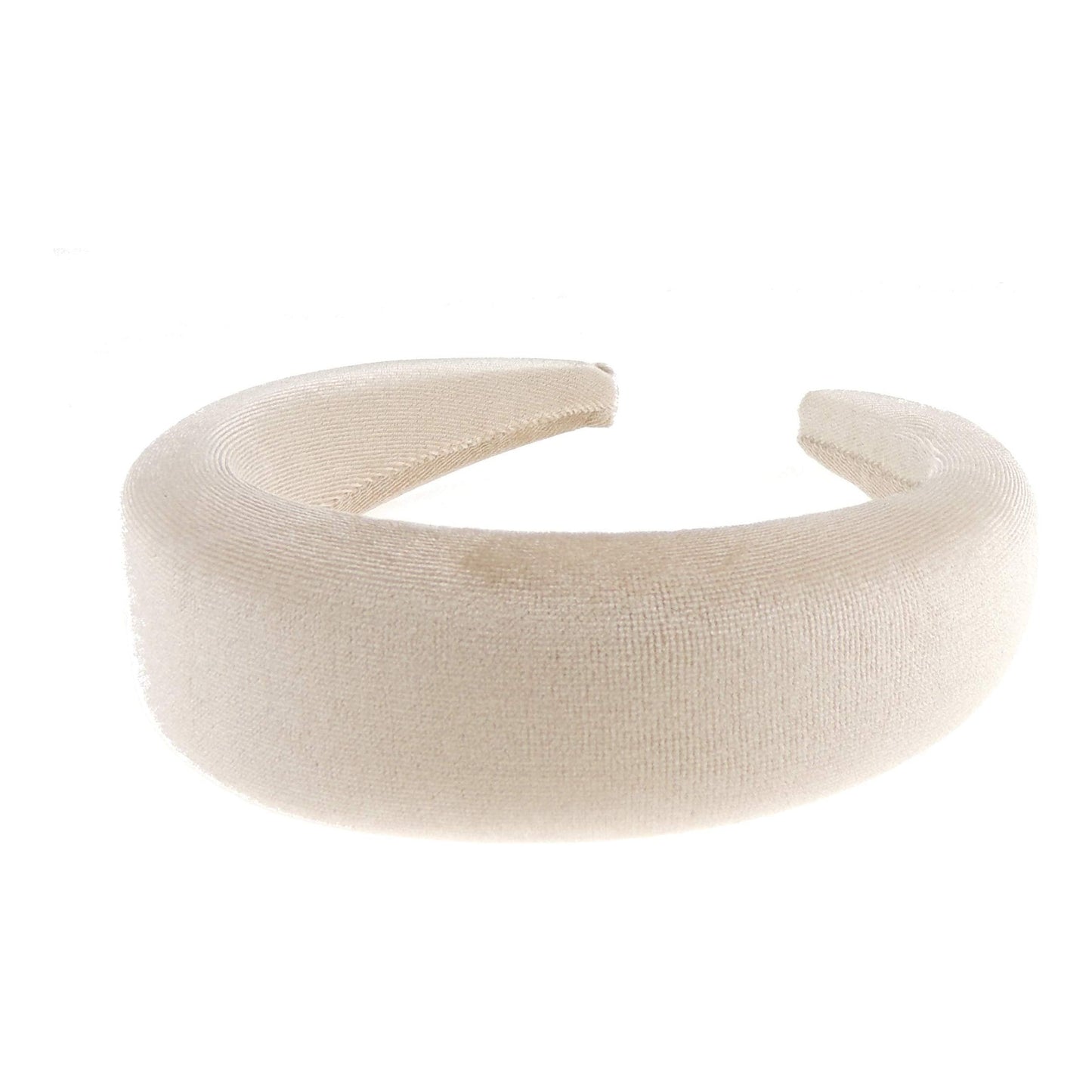 Ladies Girls Velvet Wide Padded Covered Headband Alice Band (Pale Orange)
