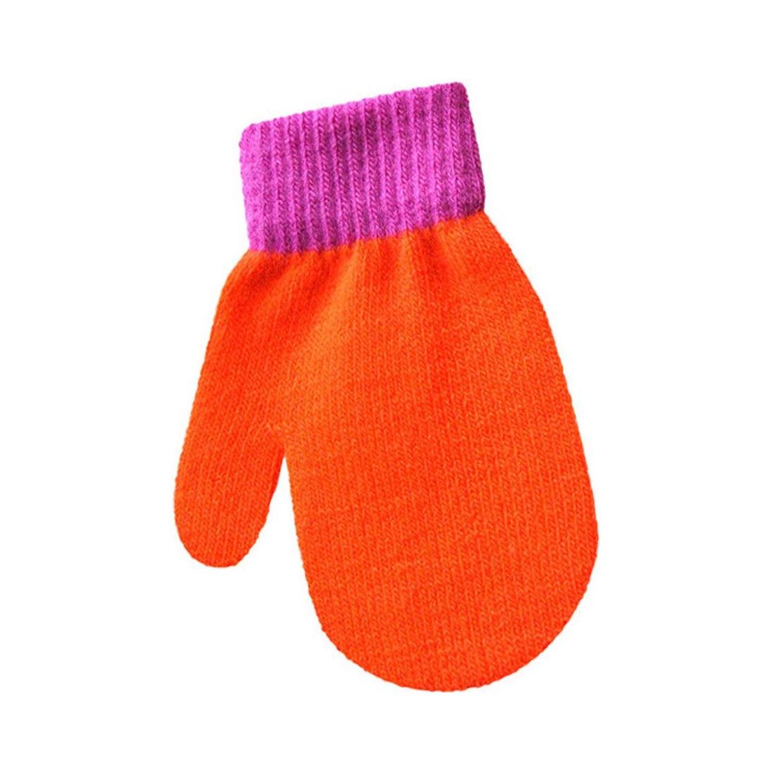 Soft Baby Girls Boys Kids Toddler Children Babies Knit Fleece Thermal Warm Winter Outdoor Stay On Gloves Plain Colour Mitts Mittens 6 9 Months 1 2 Years (Orange)