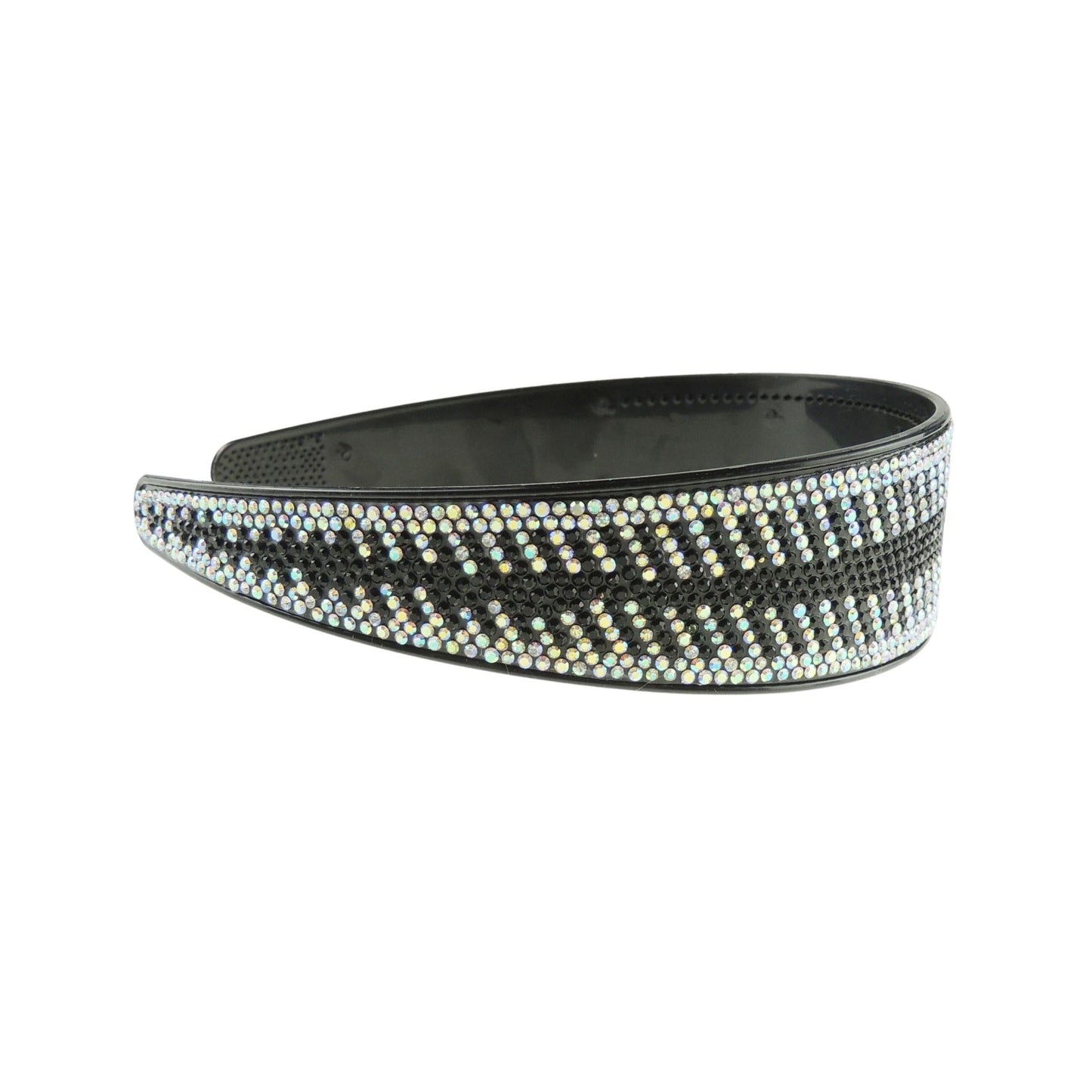 Extra Sparkly Wide Large Womens Diamante Rhinestone Black Crystal Wedding Formal Occasion Christmas Birthday Pageant Bridal Party Alice Band Headwear Hairband Headband (Black Silver AB, One Size)