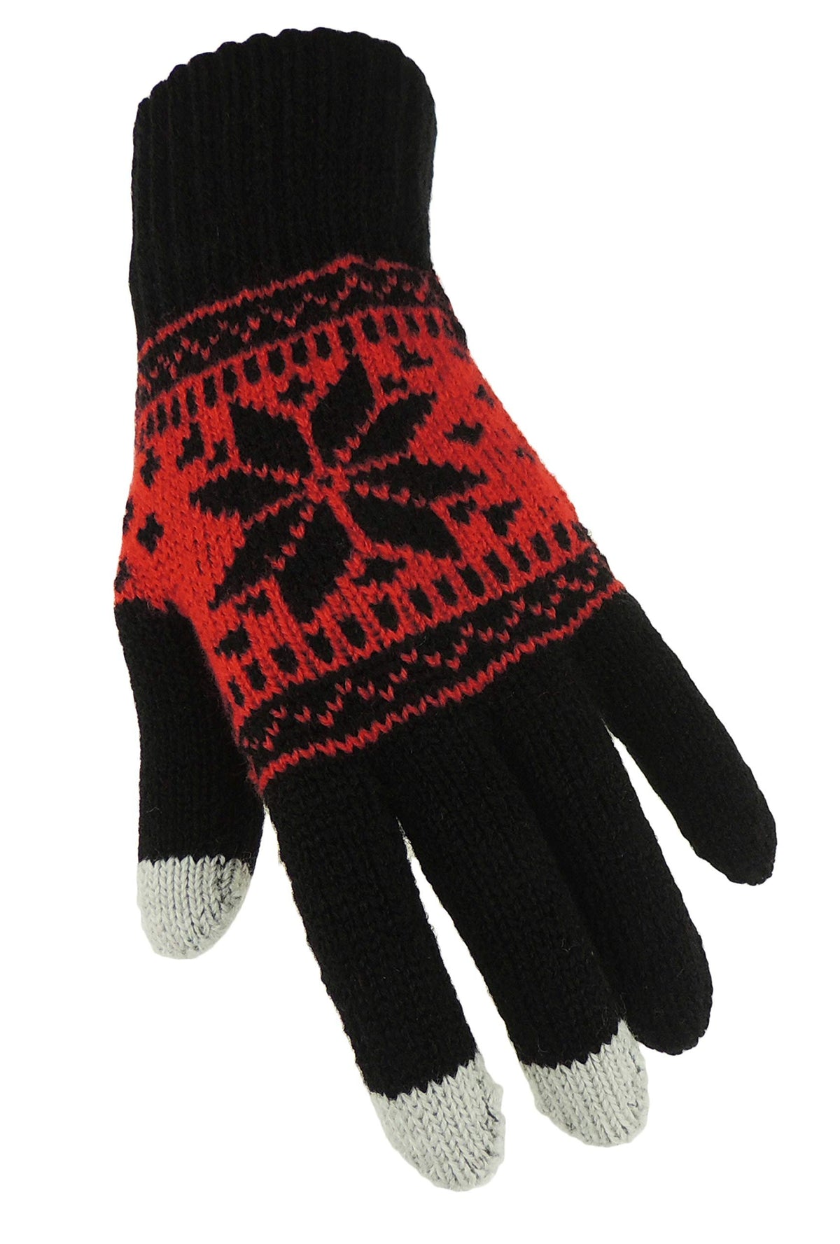 Glamour Girlz Ladies Soft Knit Warm Winter Touch Screen Fair Isle Snowflakes Gloves One Size (Cream)