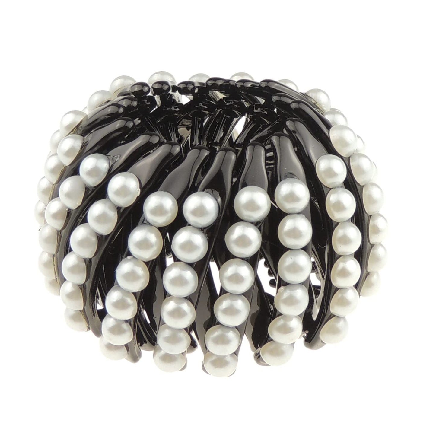 Womens Bridal Wedding Party Christmas Styling Hair Accessories Pins Bun Expandable Holder Pony Tail Chignon Brooch Hairpin Chopsticks Stick Vintage Look Diamante Crystal (Faux Pearl Black, Large)