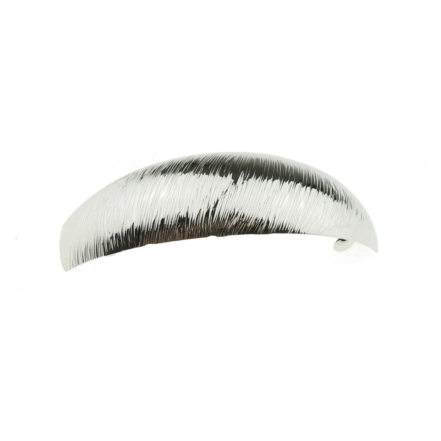 Ladies Brushed Metal Modern Boho Hair Barrette Clip Curved Oblong