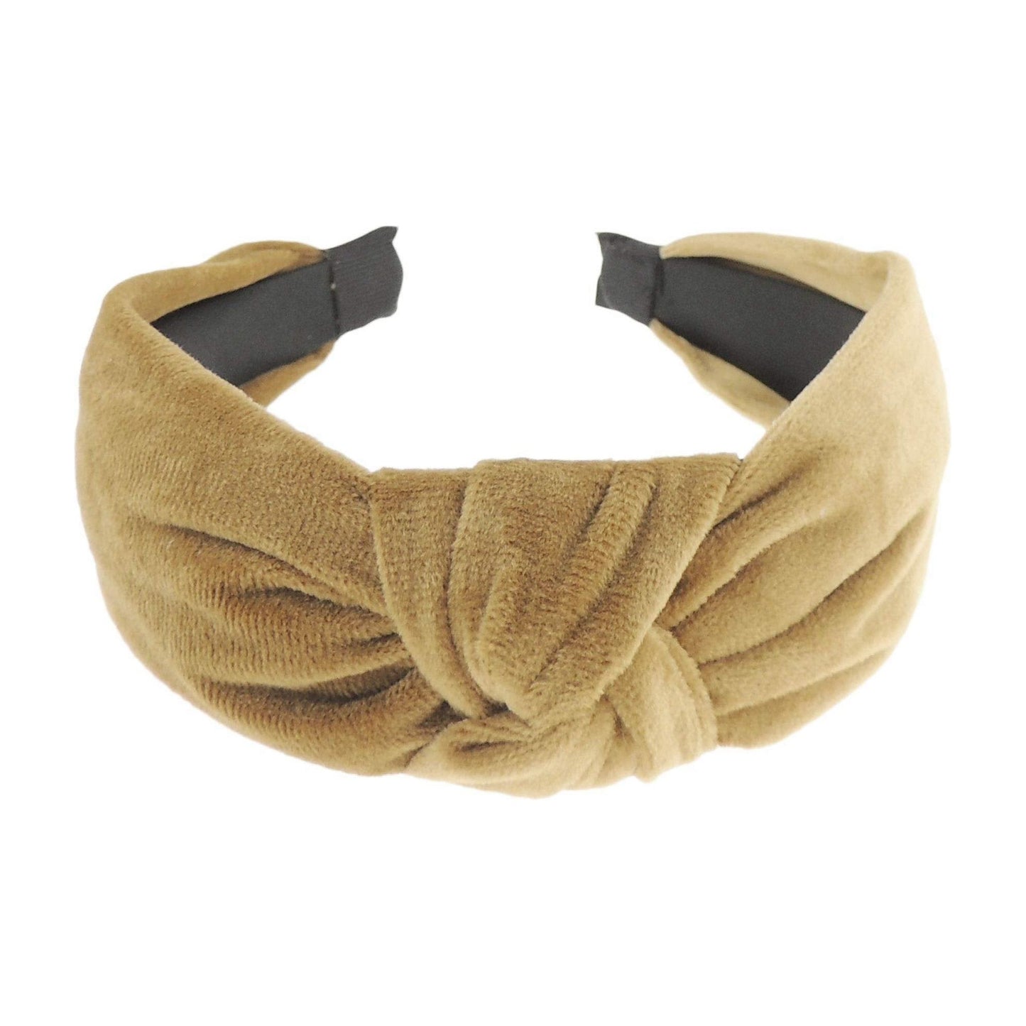 Velvet Knotted Wide Top Knot Twist Twisted Fabric Turban Evening Winter Boho Vintage Headband Alice Band Women, Hair Accessories Hairband Christmas Birthday Wedding Bridesmaid (Light Brown)