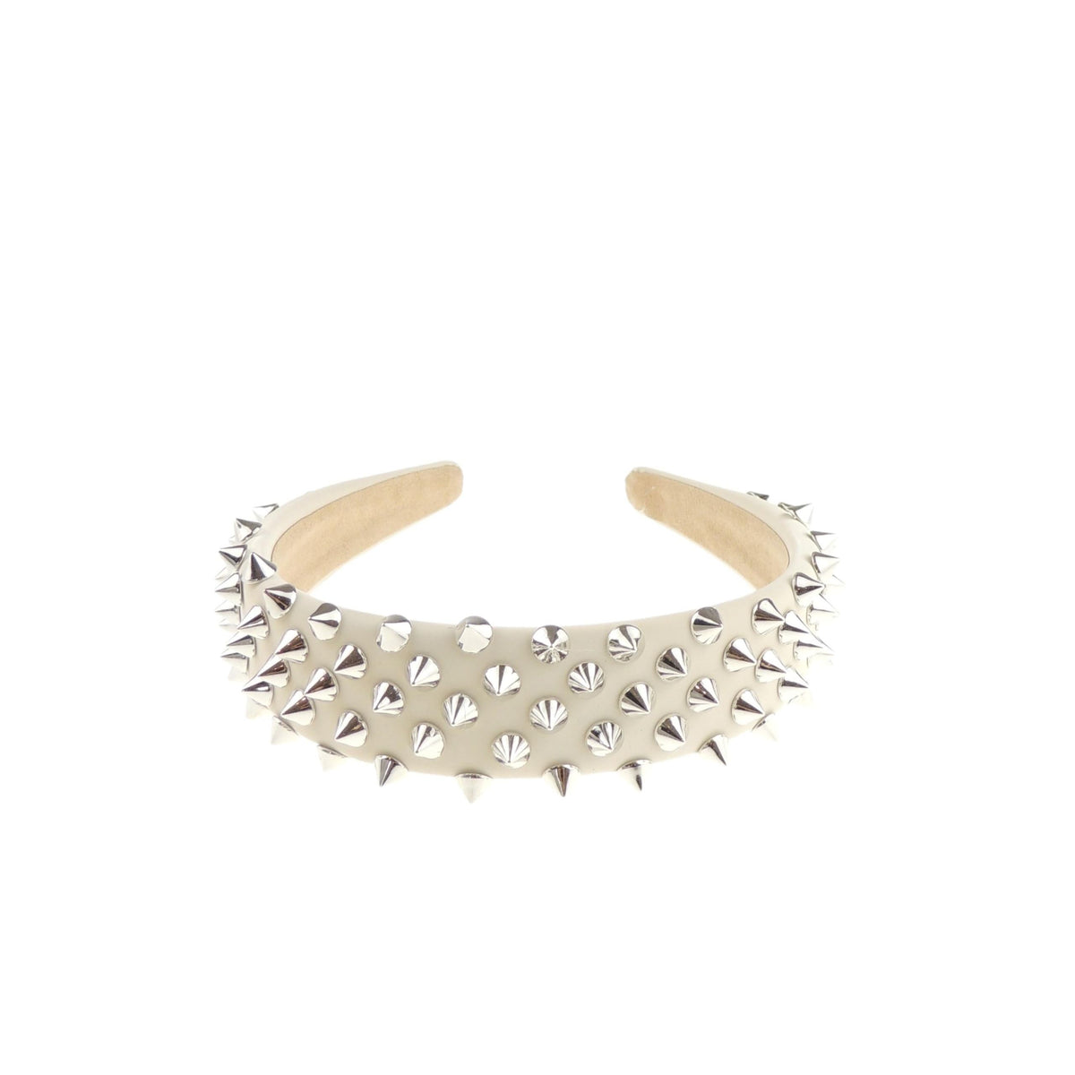 Womens Puffy Gothic Biker Rock Spiked Punk Fancy Occasion Wedding Party Birthday Christmas Thick Padded Faux Leather Look Spike Rivet Party Hair Hairband Accessories Headband Alice Band